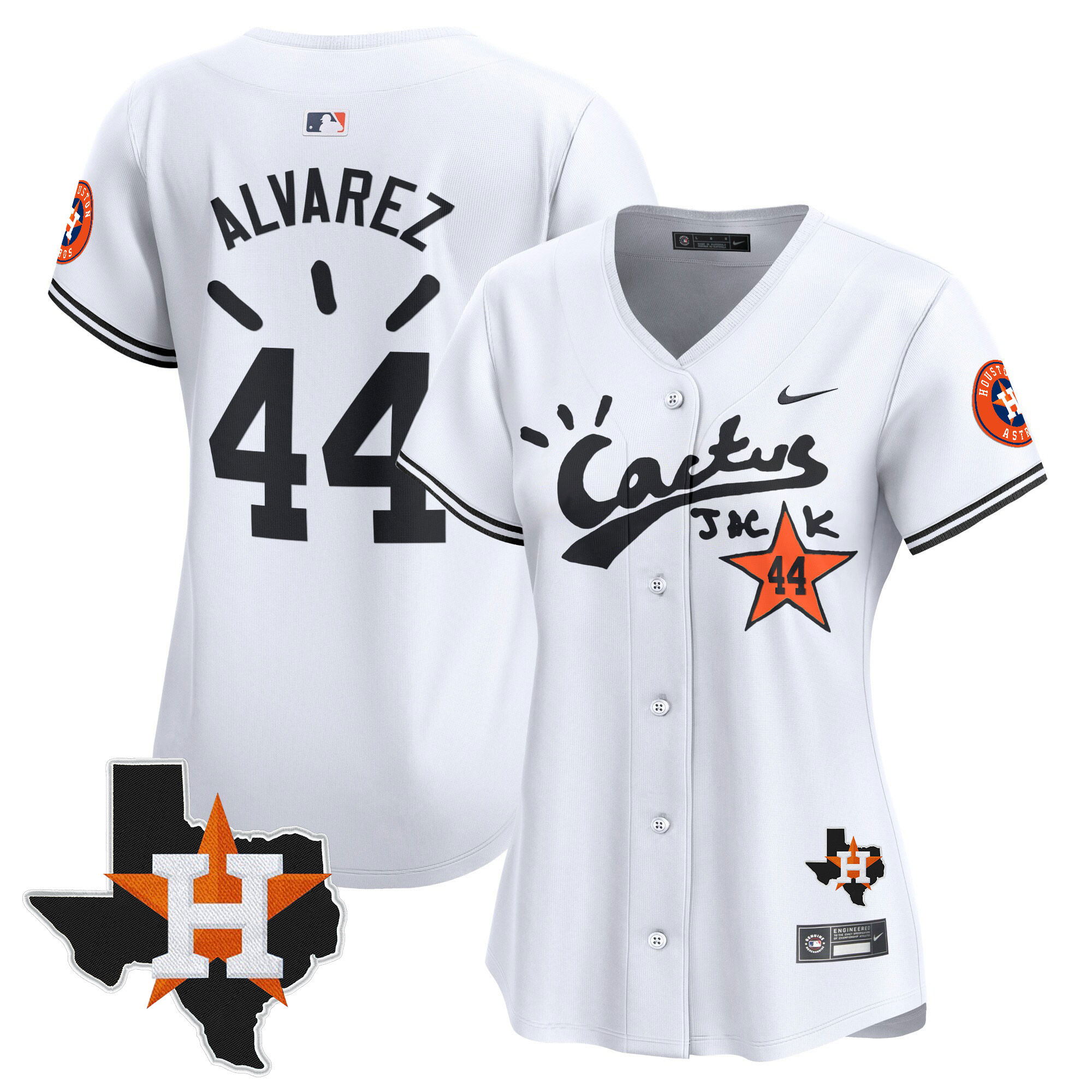 Yordan Álvarez Women's Houston Astros Cactus Jack Patch Vapor Premier Limited V10 White Jersey - All Stitched