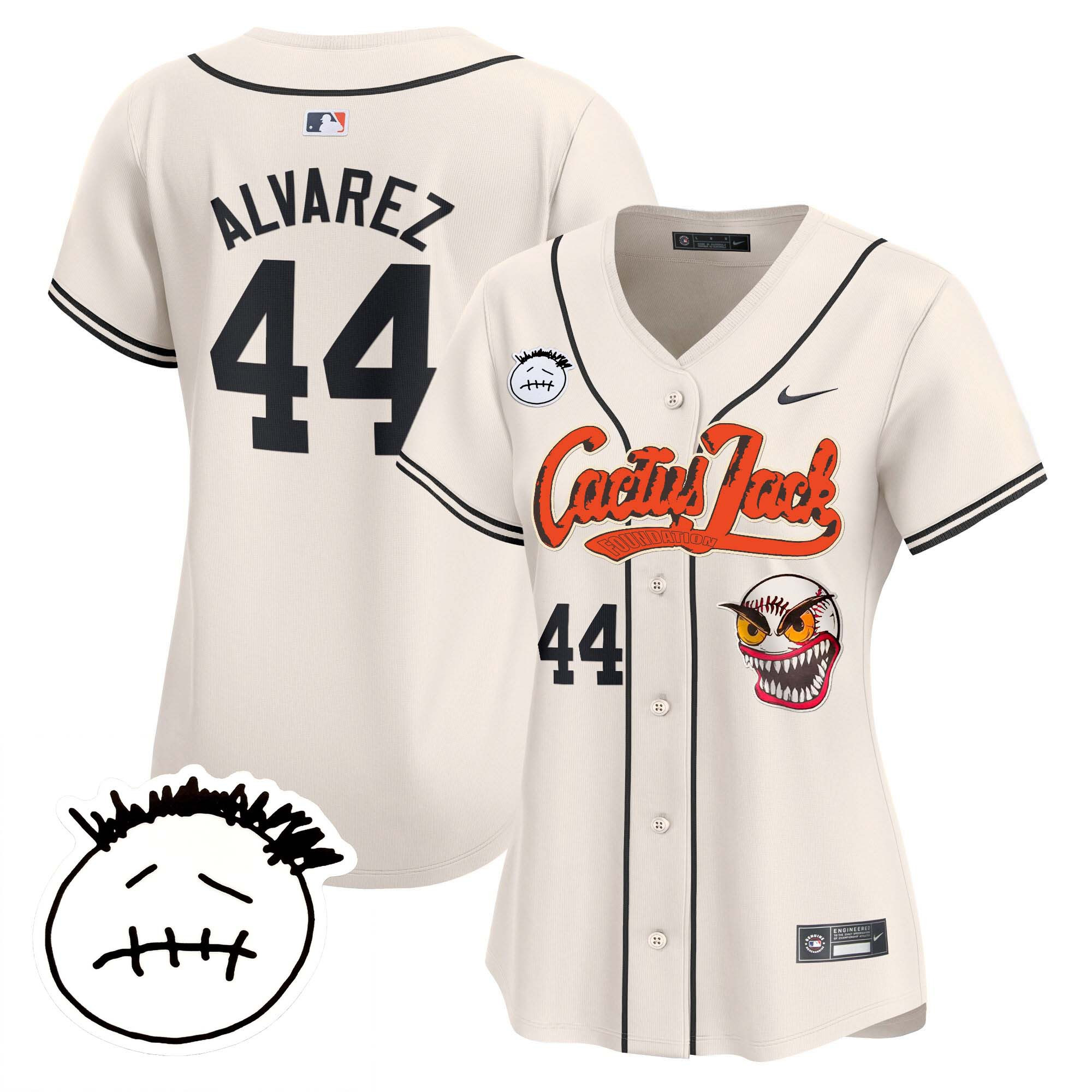 Yordan Álvarez Women's Houston Astros Cactus Jack Patch Vapor Premier Limited V3 Cream Jersey - All Stitched