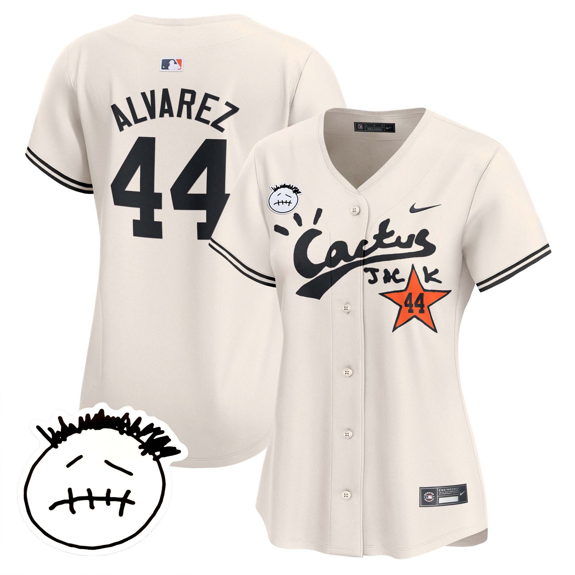 Yordan Álvarez Women's Houston Astros Cactus Jack Patch Vapor Premier Limited V4 Cream Jersey - All Stitched