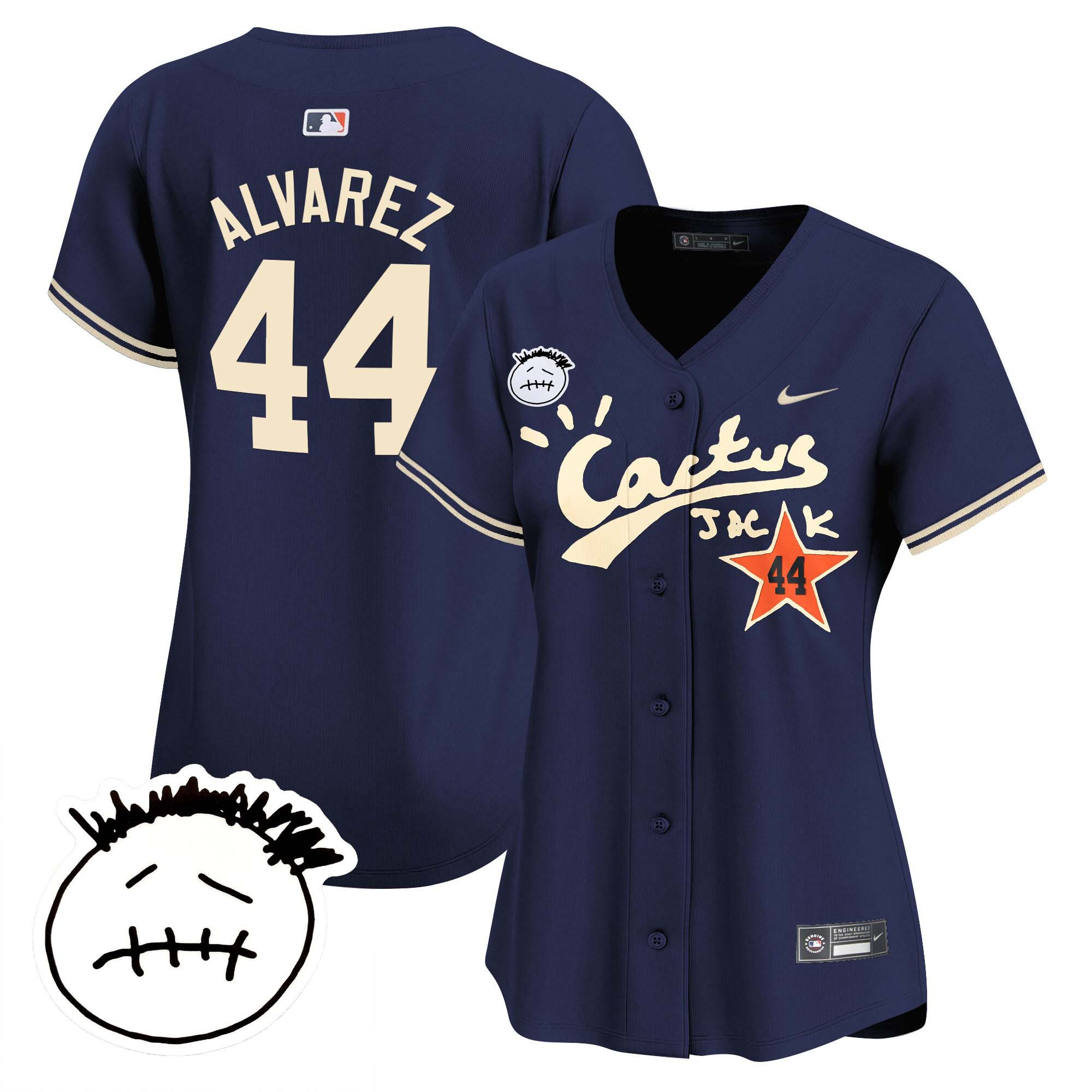 Yordan Álvarez Women's Houston Astros Cactus Jack Patch Vapor Premier Limited V4 Navy Jersey - All Stitched
