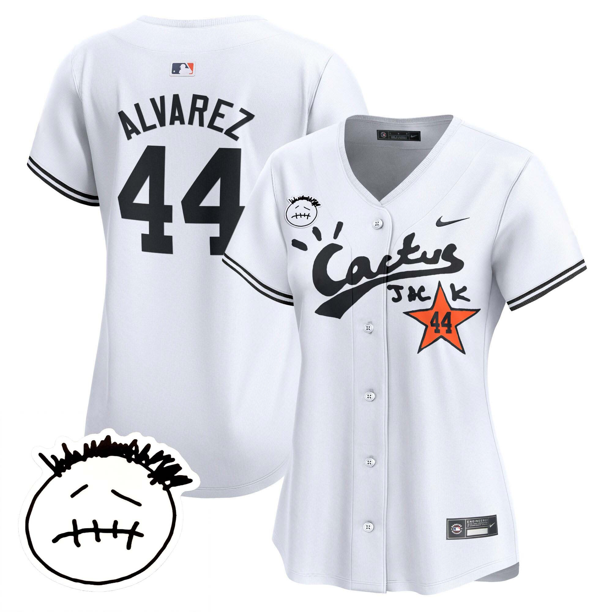 Yordan Álvarez Women's Houston Astros Cactus Jack Patch Vapor Premier Limited V4 White Jersey - All Stitched