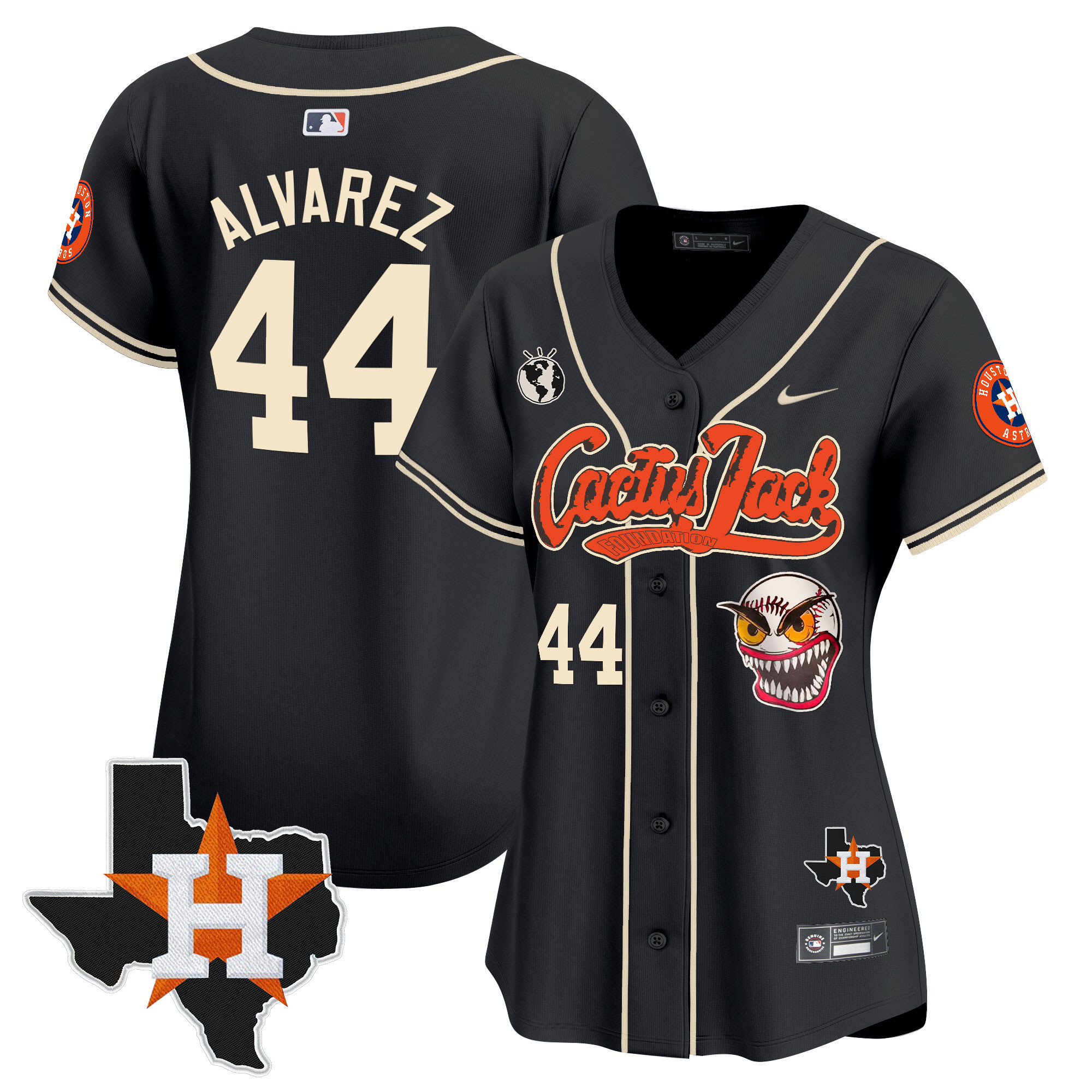 Yordan Álvarez Women's Houston Astros Cactus Jack Patch Vapor Premier Limited V6 Black Jersey - All Stitched