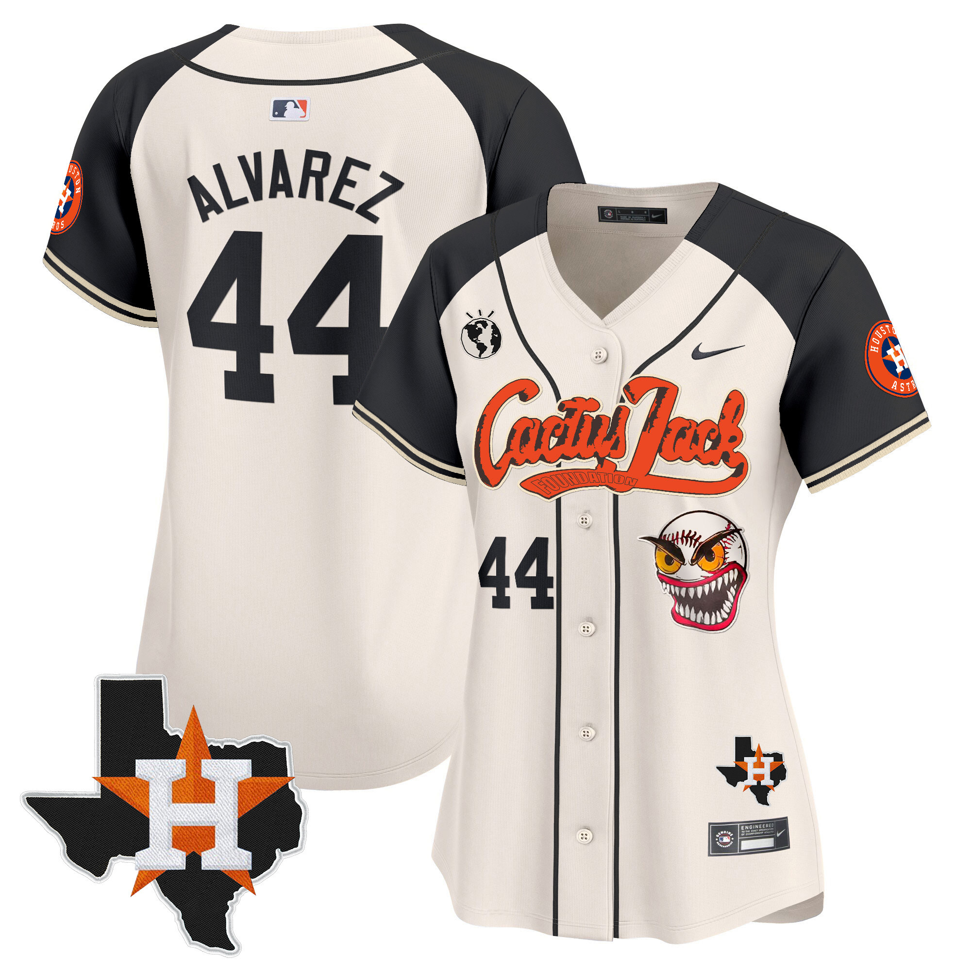 Yordan Álvarez Women's Houston Astros Cactus Jack Patch Vapor Premier Limited V6 Cream Alternate Jersey - All Stitched
