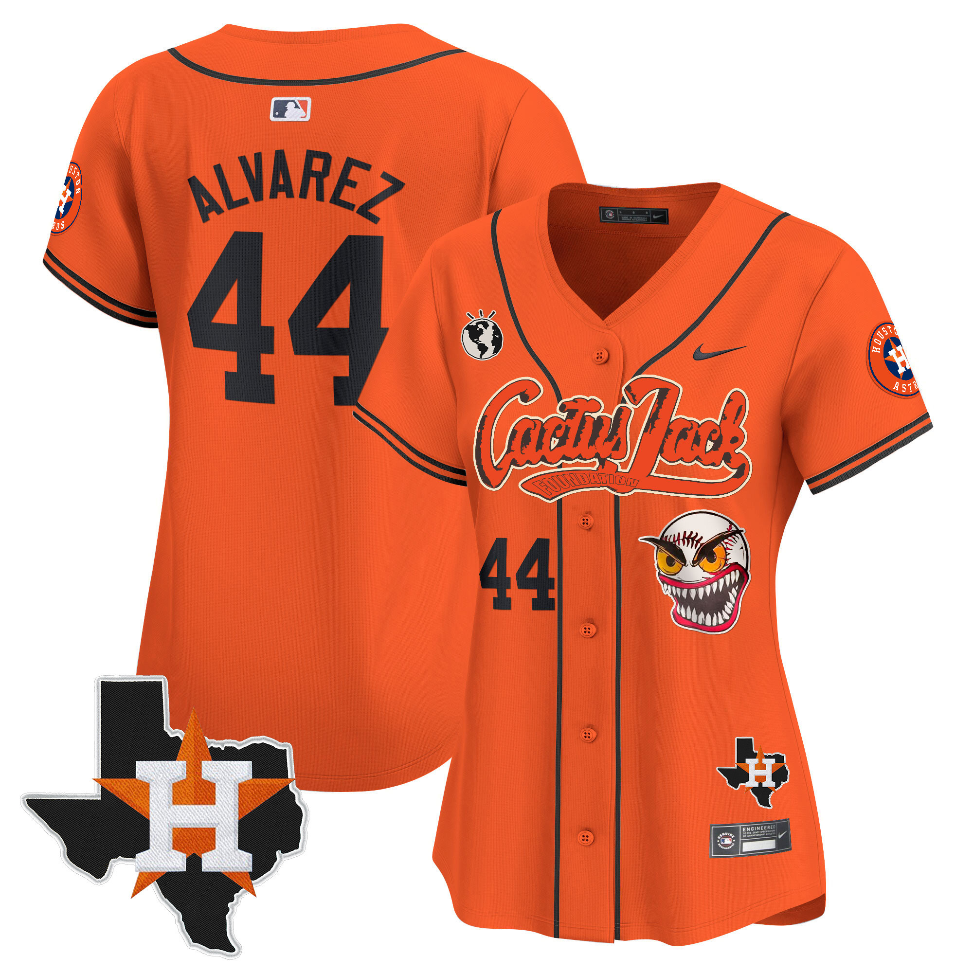 Yordan Álvarez Women's Houston Astros Cactus Jack Patch Vapor Premier Limited V6 Orange Jersey - All Stitched