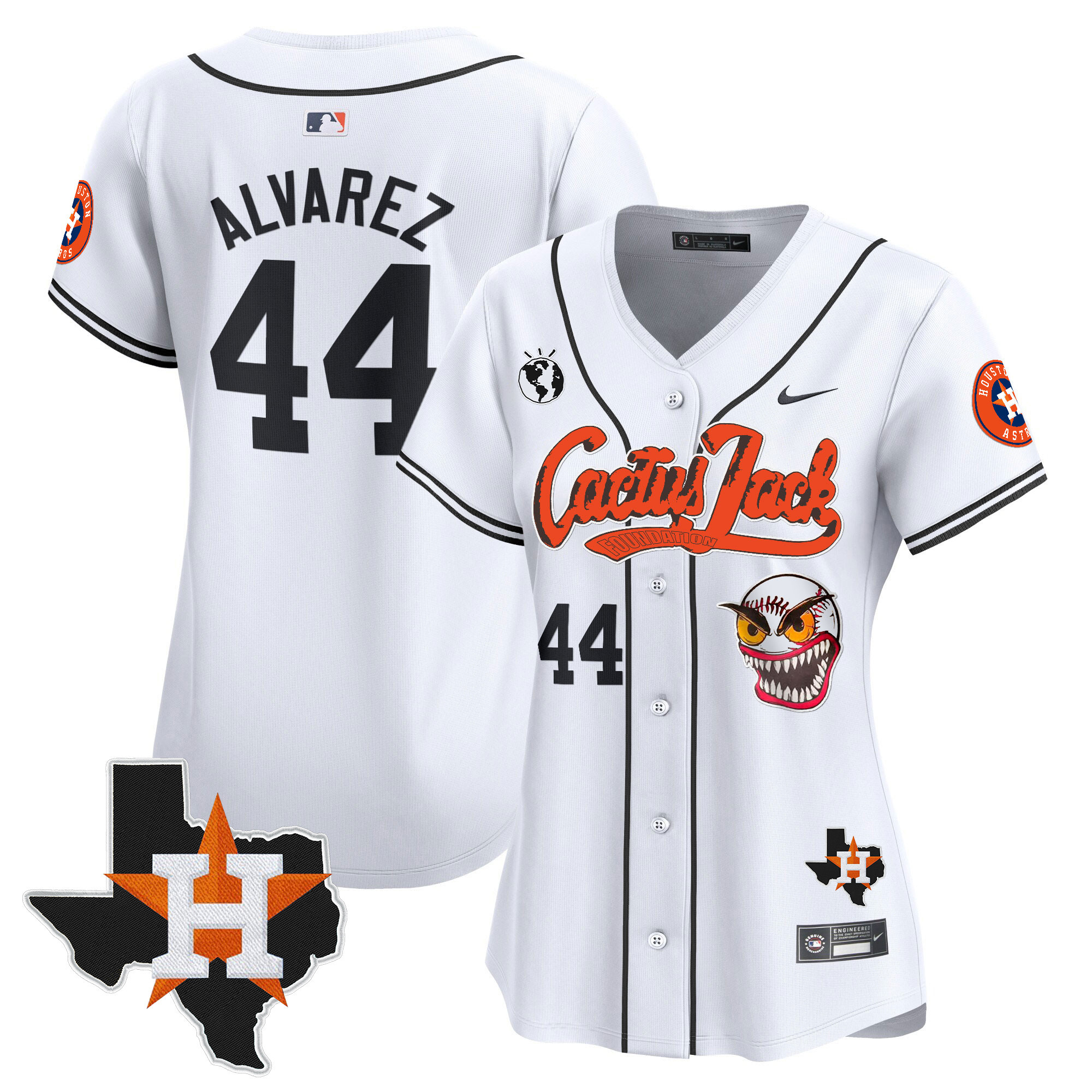 Yordan Álvarez Women's Houston Astros Cactus Jack Patch Vapor Premier Limited V6 White Jersey - All Stitched