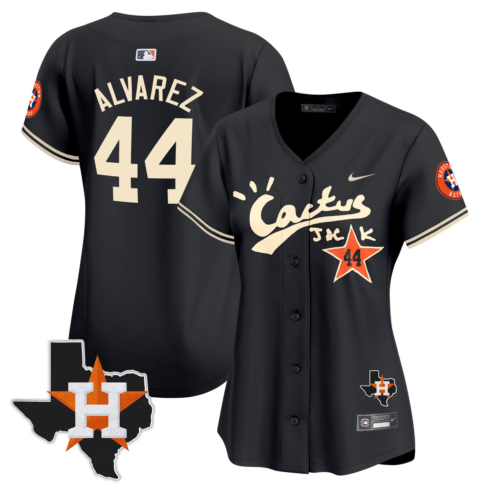 Yordan Álvarez Women's Houston Astros Cactus Jack Patch Vapor Premier Limited V7 Black Jersey - All Stitched