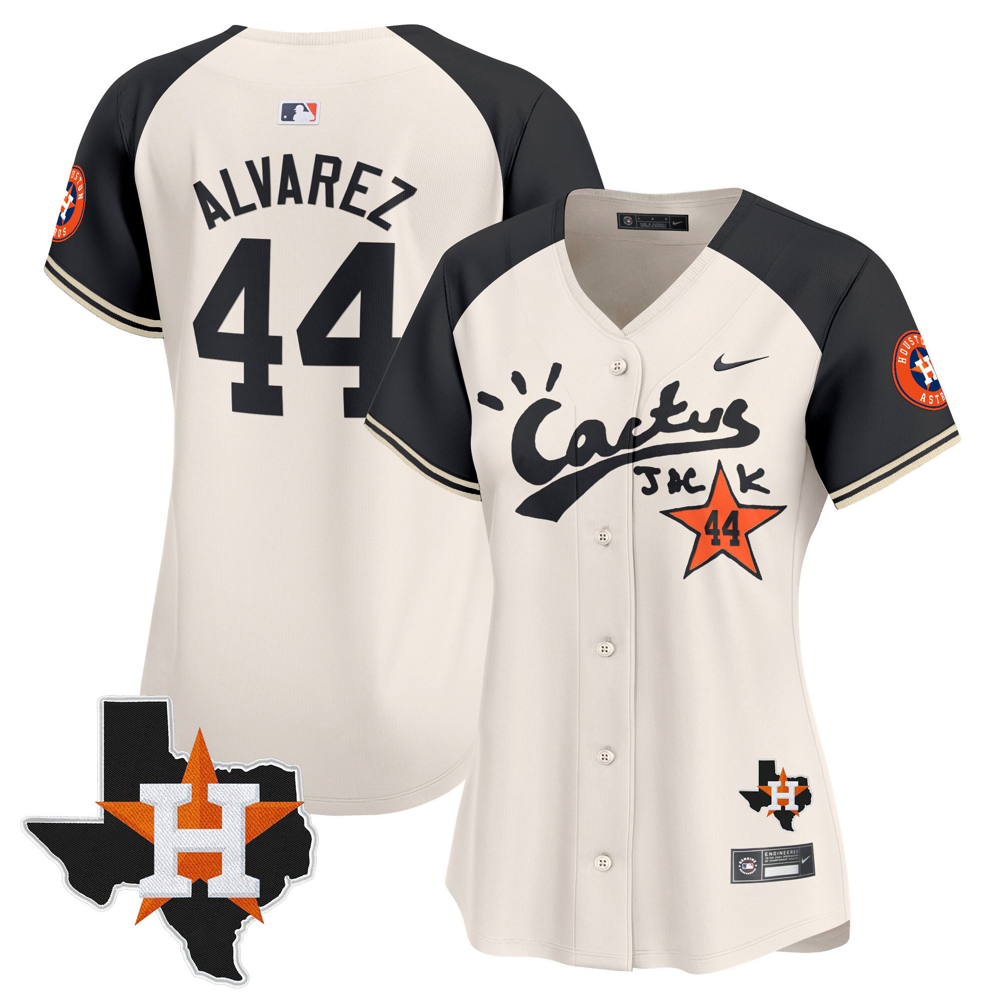 Yordan Álvarez Women's Houston Astros Cactus Jack Patch Vapor Premier Limited V7 Cream Alternate Jersey - All Stitched