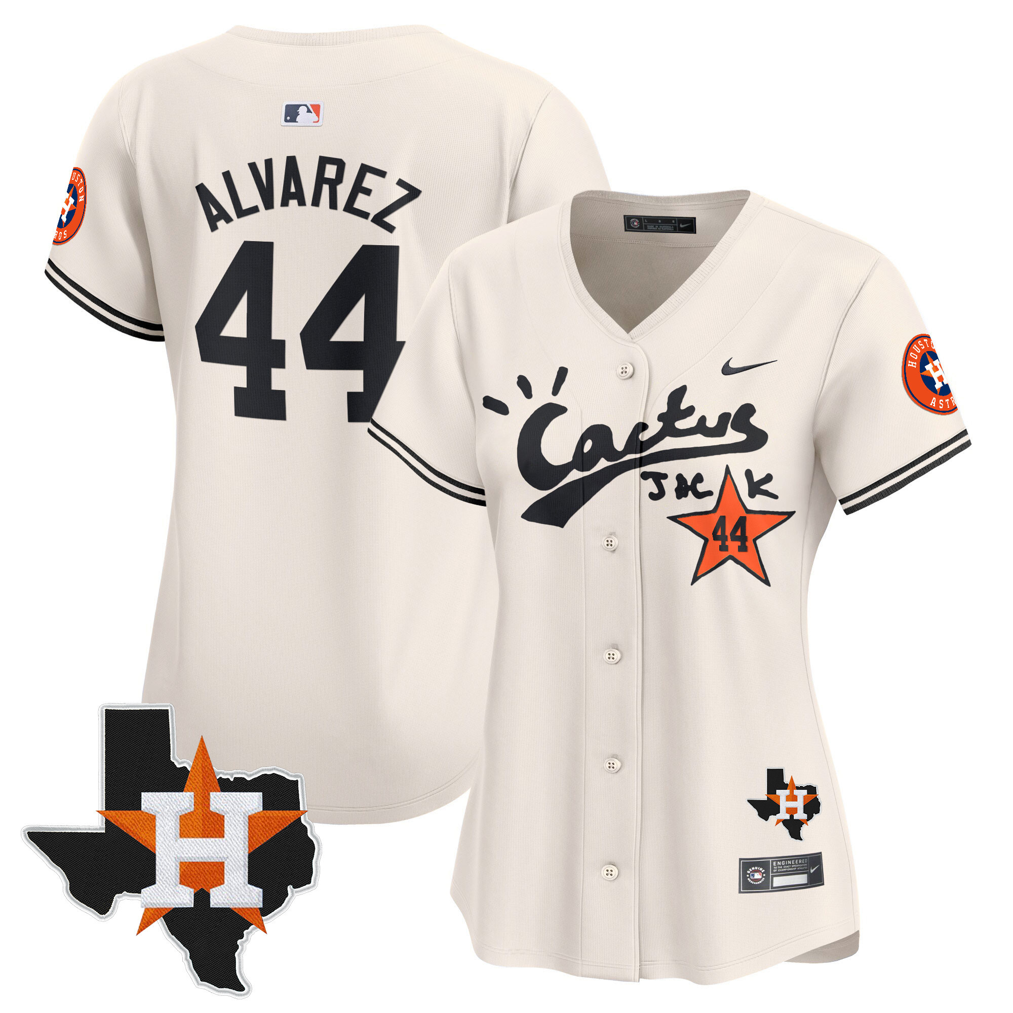 Yordan Álvarez Women's Houston Astros Cactus Jack Patch Vapor Premier Limited V7 Cream Jersey - All Stitched