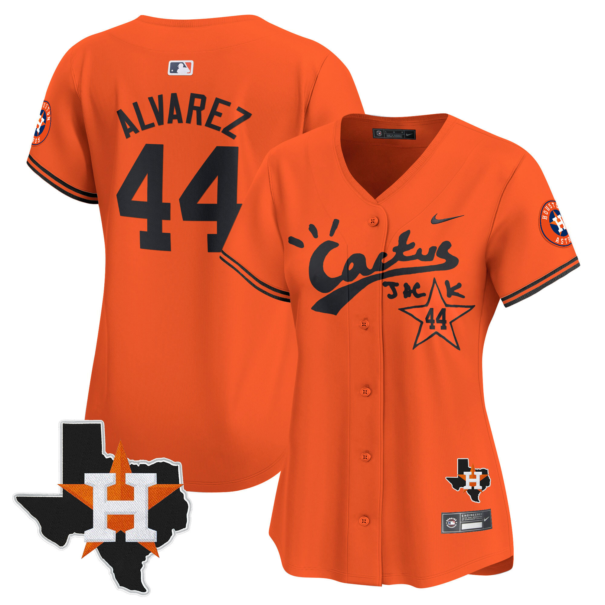 Yordan Álvarez Women's Houston Astros Cactus Jack Patch Vapor Premier Limited V7 Orange Jersey - All Stitched
