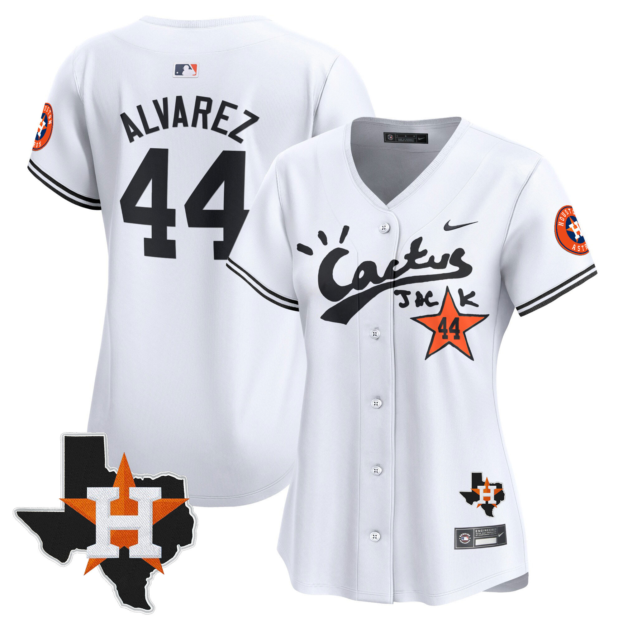 Yordan Álvarez Women's Houston Astros Cactus Jack Patch Vapor Premier Limited V7 White Jersey - All Stitched