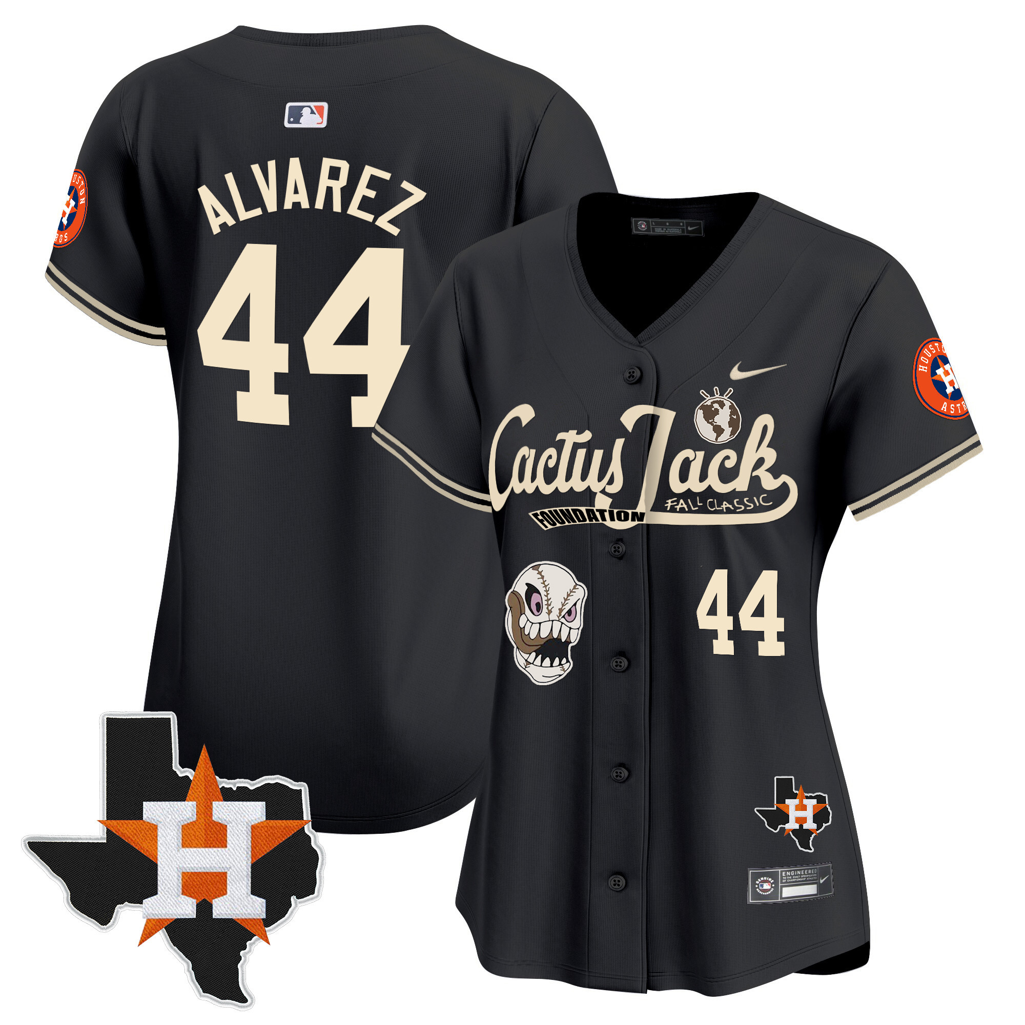 Yordan Álvarez Women's Houston Astros Cactus Jack Patch Vapor Premier Limited V8 Black Jersey - All Stitched