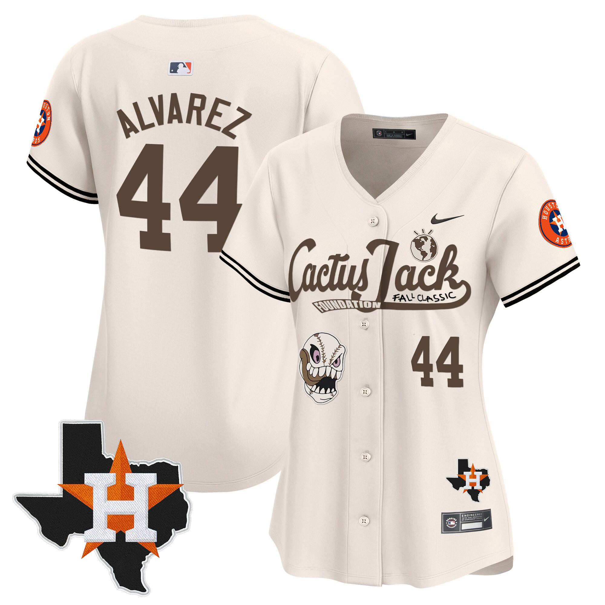 Yordan Álvarez Women's Houston Astros Cactus Jack Patch Vapor Premier Limited V8 Cream Jersey - All Stitched