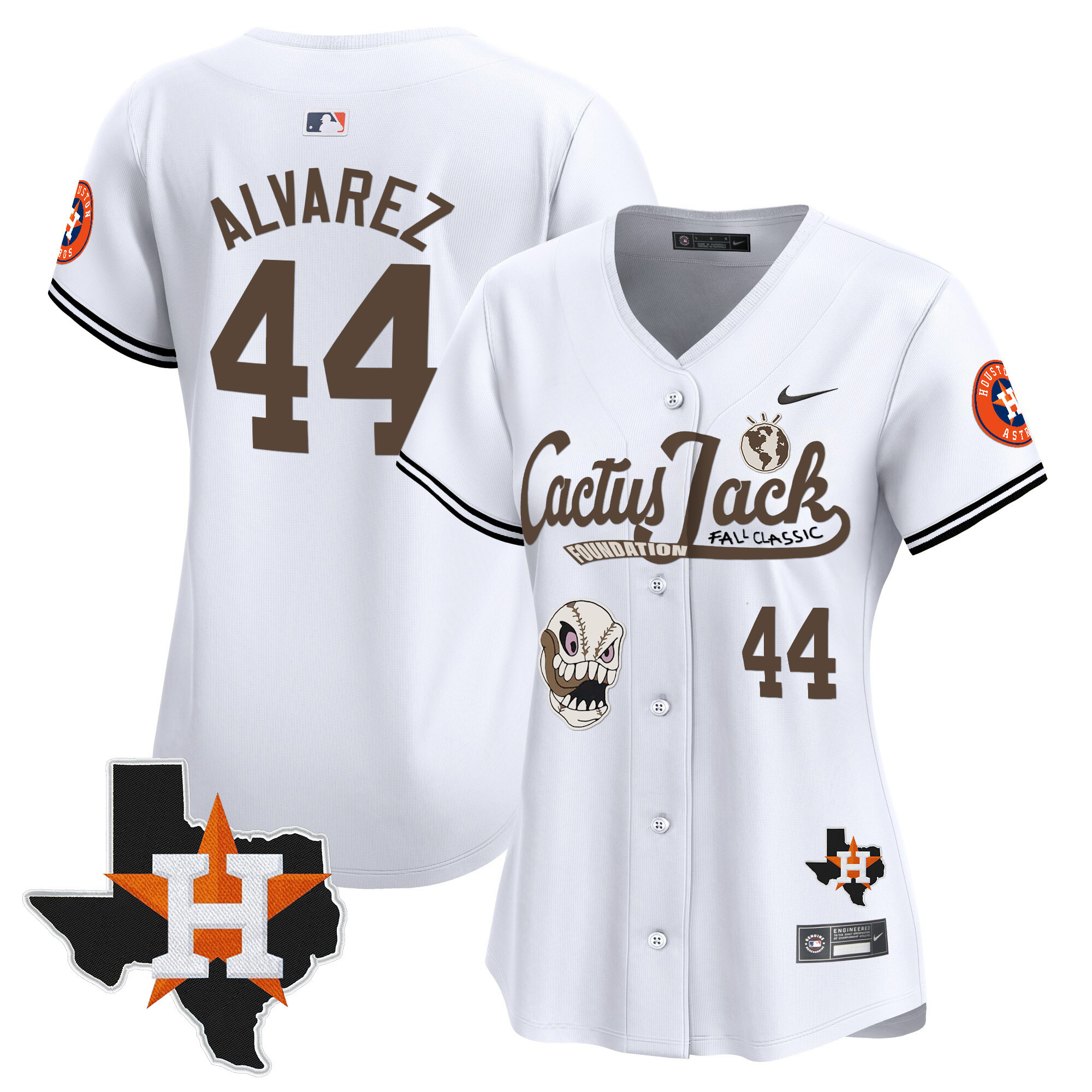 Yordan Álvarez Women's Houston Astros Cactus Jack Patch Vapor Premier Limited V8 White Jersey - All Stitched