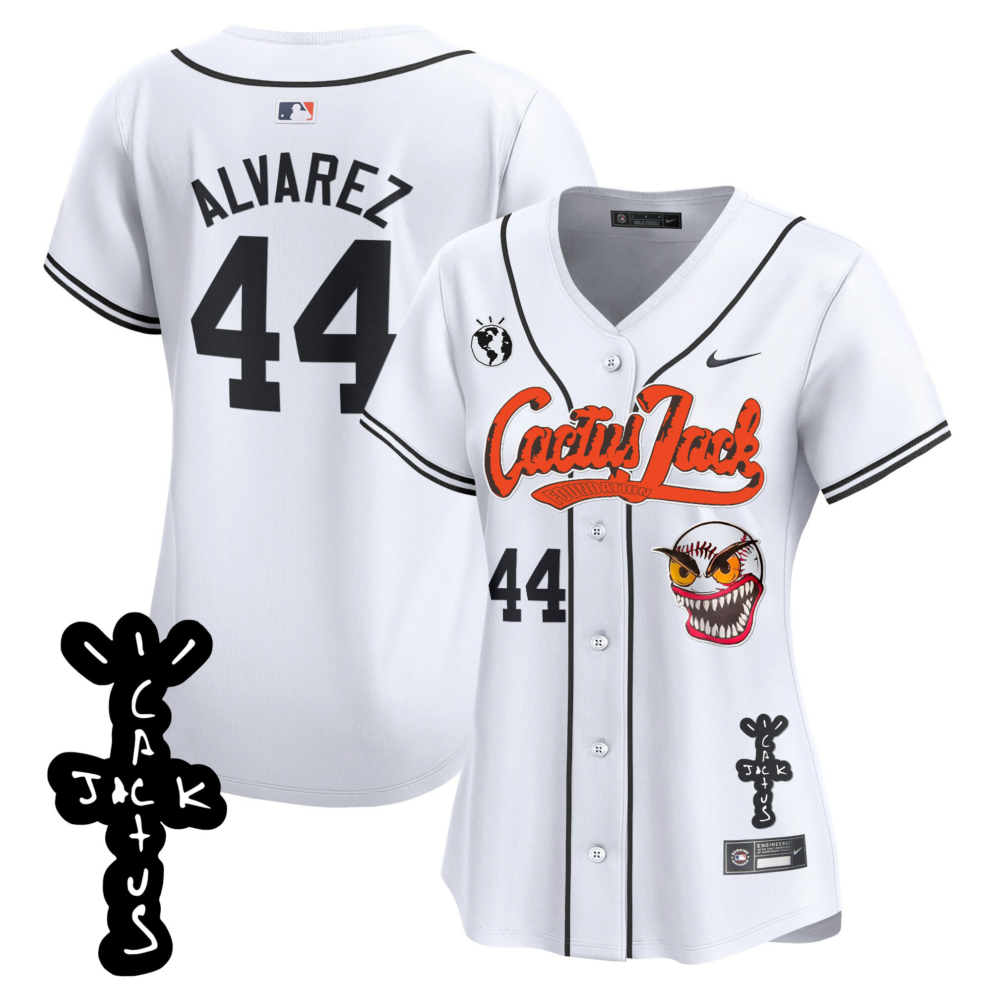 Yordan Álvarez Women's Houston Astros Cactus Jack Patch Vapor Premier Limited White Jersey - All Stitched