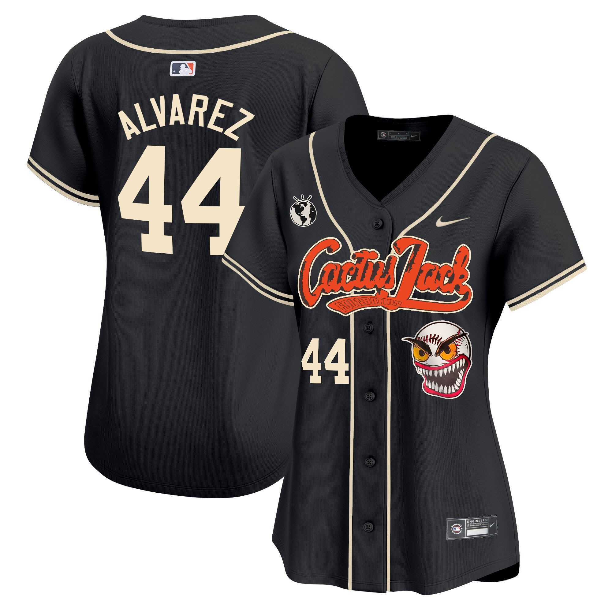 Yordan Álvarez Women's Houston Astros Cactus Jack Vapor Premier Limited Black Jersey - All Stitched