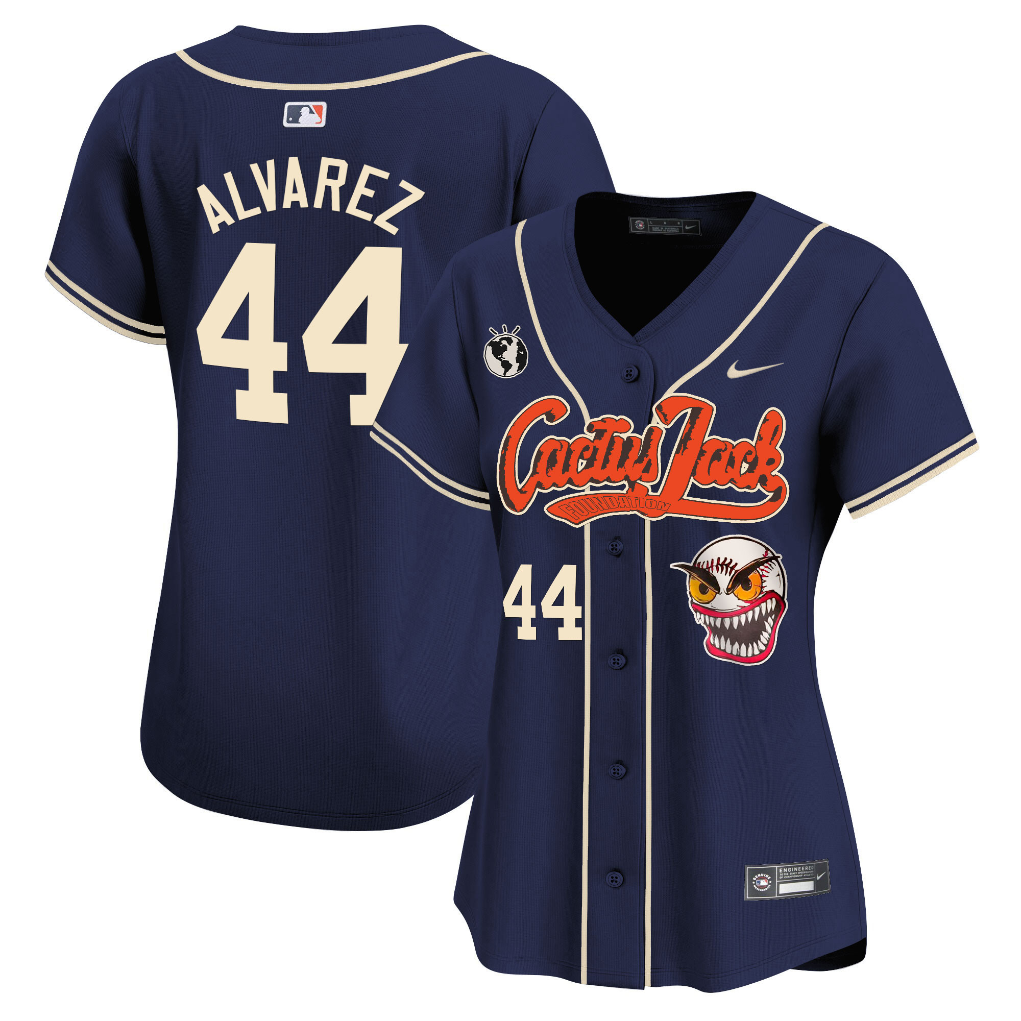Yordan Álvarez Women's Houston Astros Cactus Jack Vapor Premier Limited Navy Jersey - All Stitched