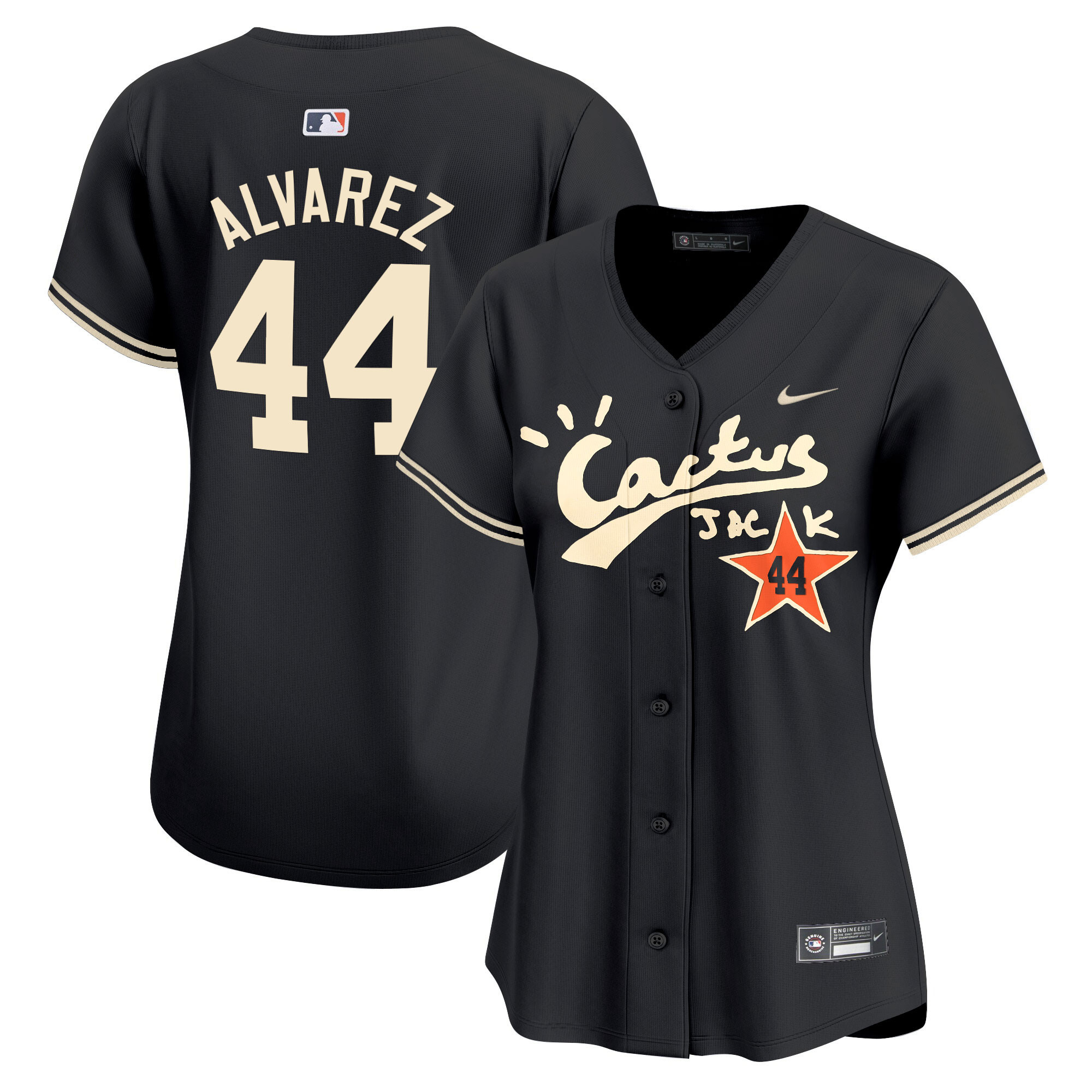 Yordan Álvarez Women's Houston Astros Cactus Jack Vapor Premier Limited V2 Black Jersey - All Stitched