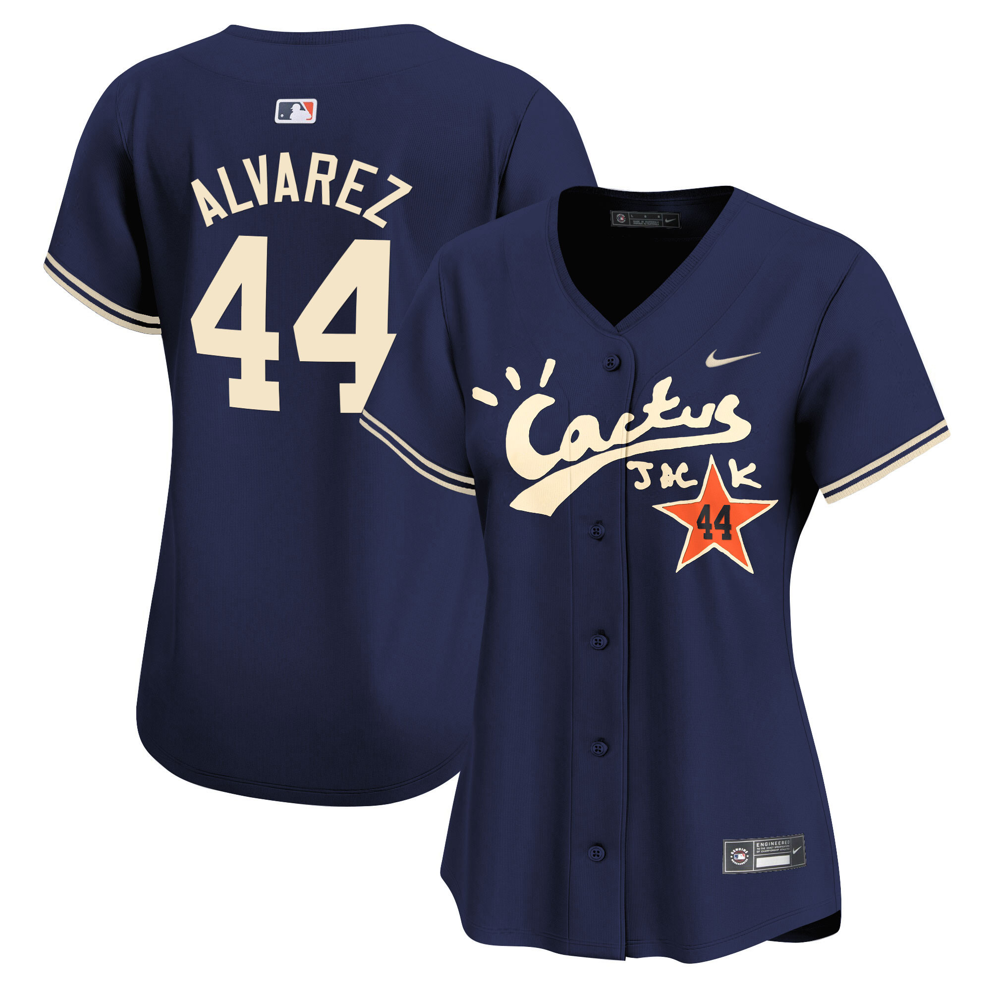 Yordan Álvarez Women's Houston Astros Cactus Jack Vapor Premier Limited V2 Navy Jersey - All Stitched