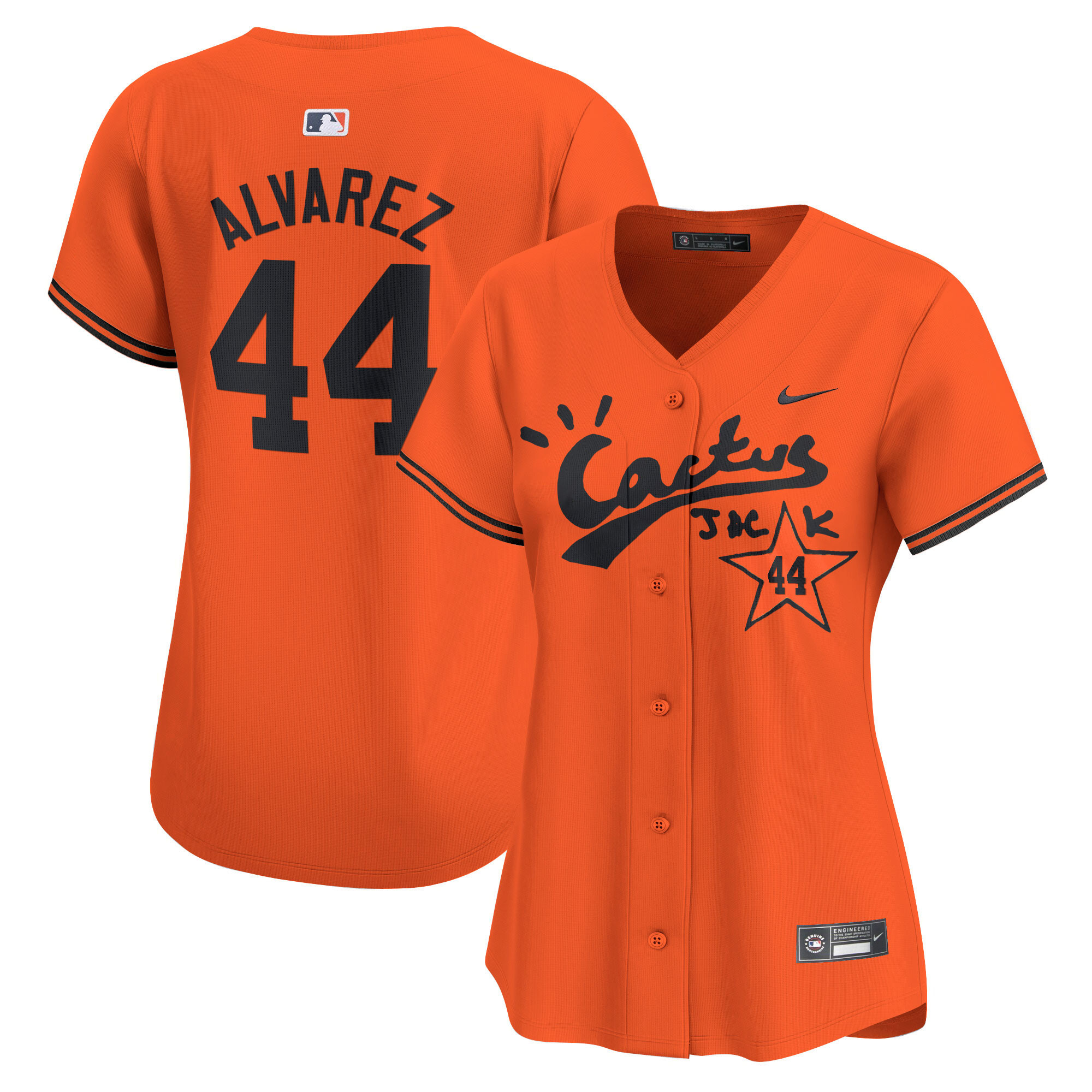 Yordan Álvarez Women's Houston Astros Cactus Jack Vapor Premier Limited V2 Orange Jersey - All Stitched