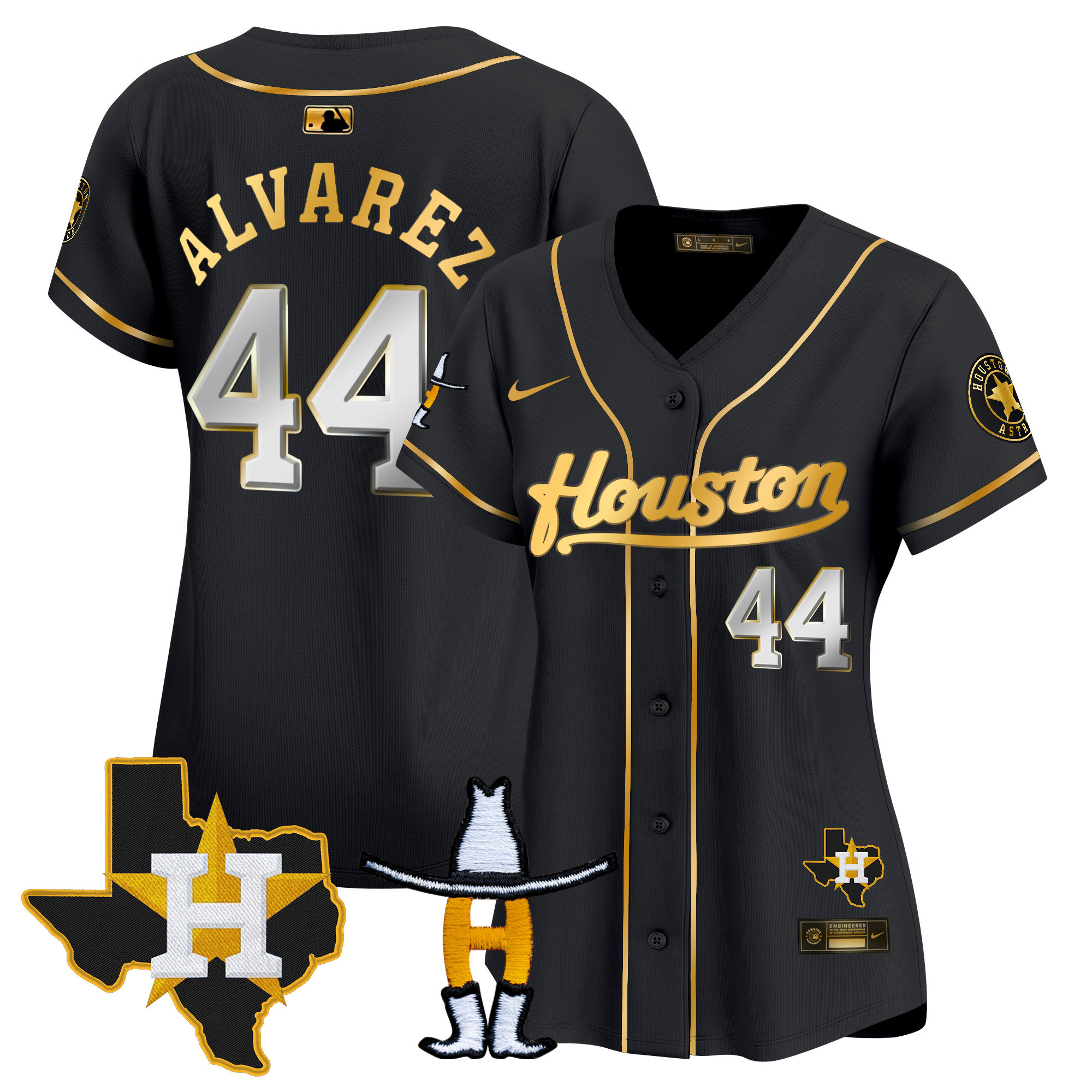 Yordan Álvarez Women's Houston Astros Houston Rodeo Patch Vapor Premier Limited Black Gold Jersey - All Stitched