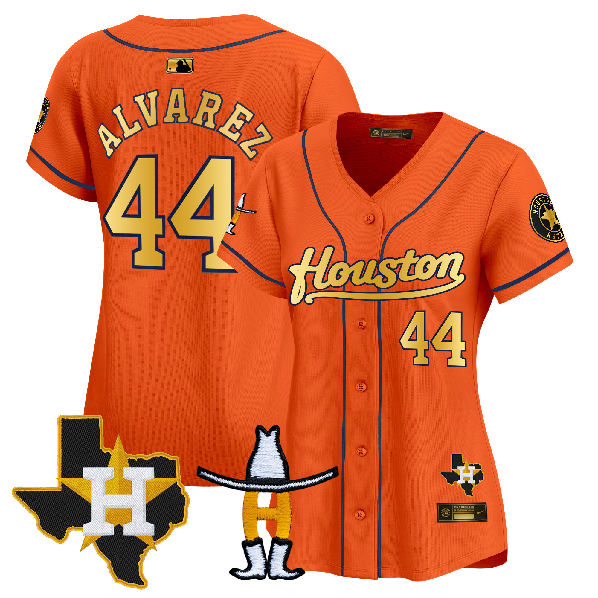 Yordan Álvarez Women's Houston Astros Houston Rodeo Patch Vapor Premier Limited Orange Gold Jersey - All Stitched