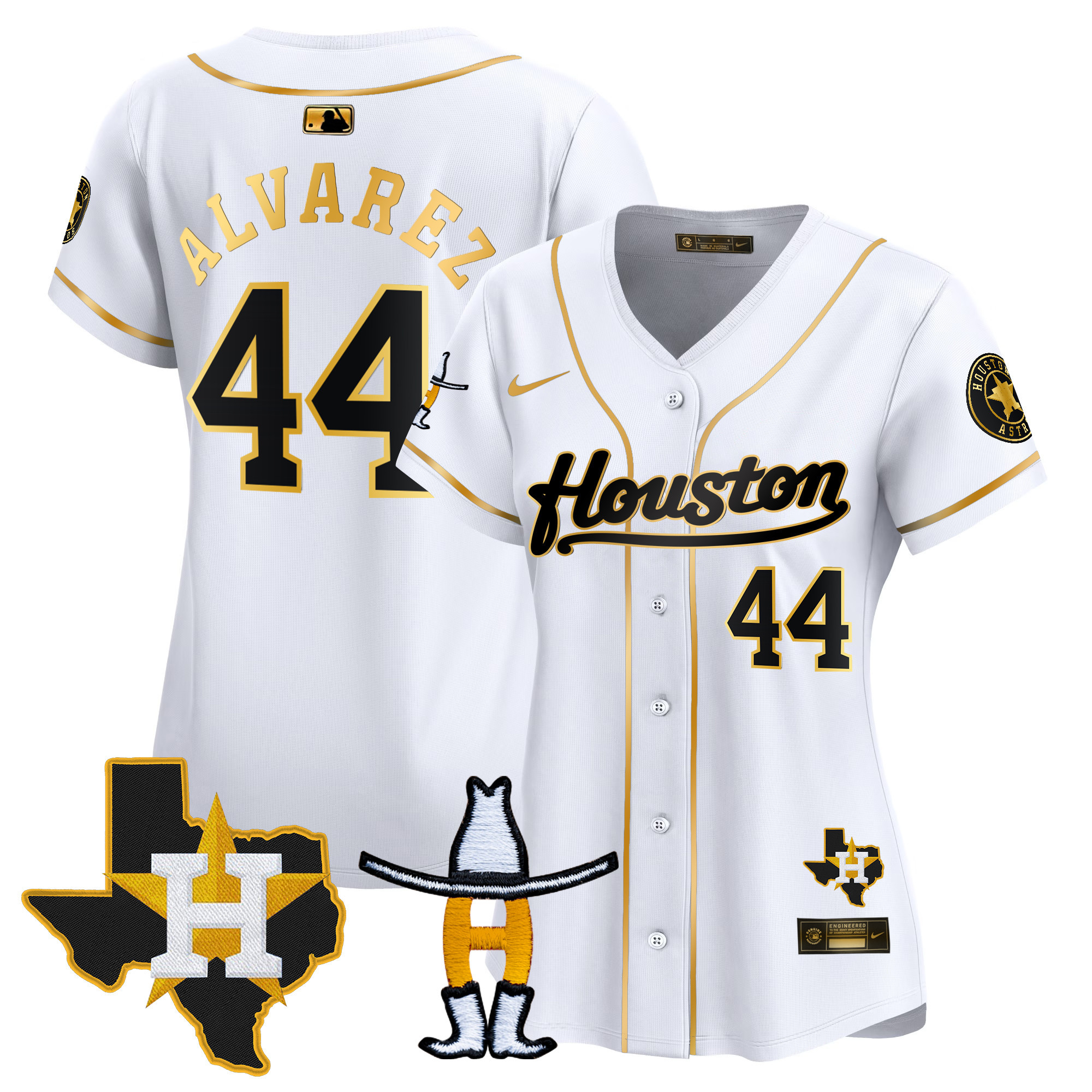 Yordan Álvarez Women's Houston Astros Houston Rodeo Patch Vapor Premier Limited White Gold Jersey - All Stitched