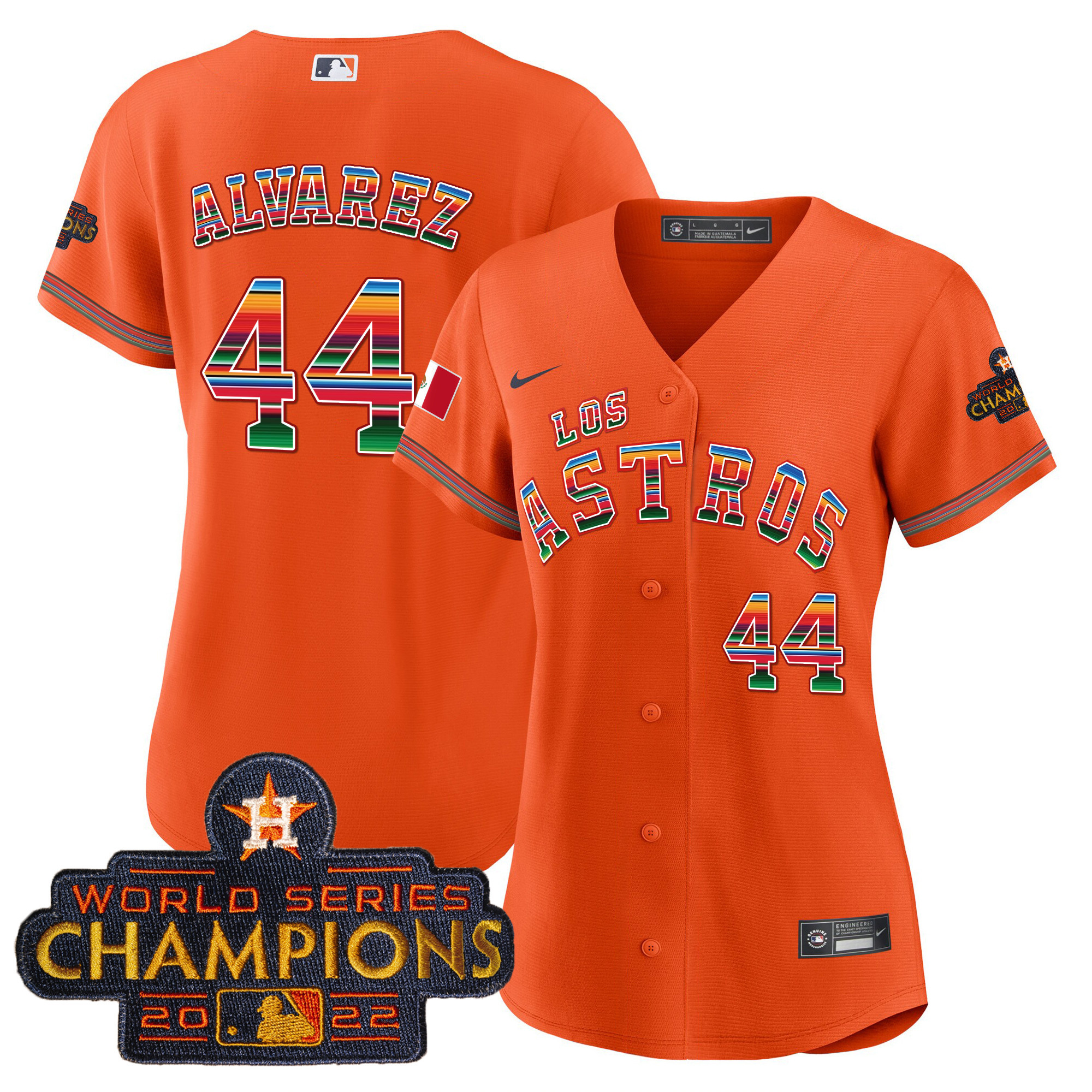 Yordan Álvarez Women's Houston Astros Los Houston Astros Mexico Orange Jersey - All Stitched
