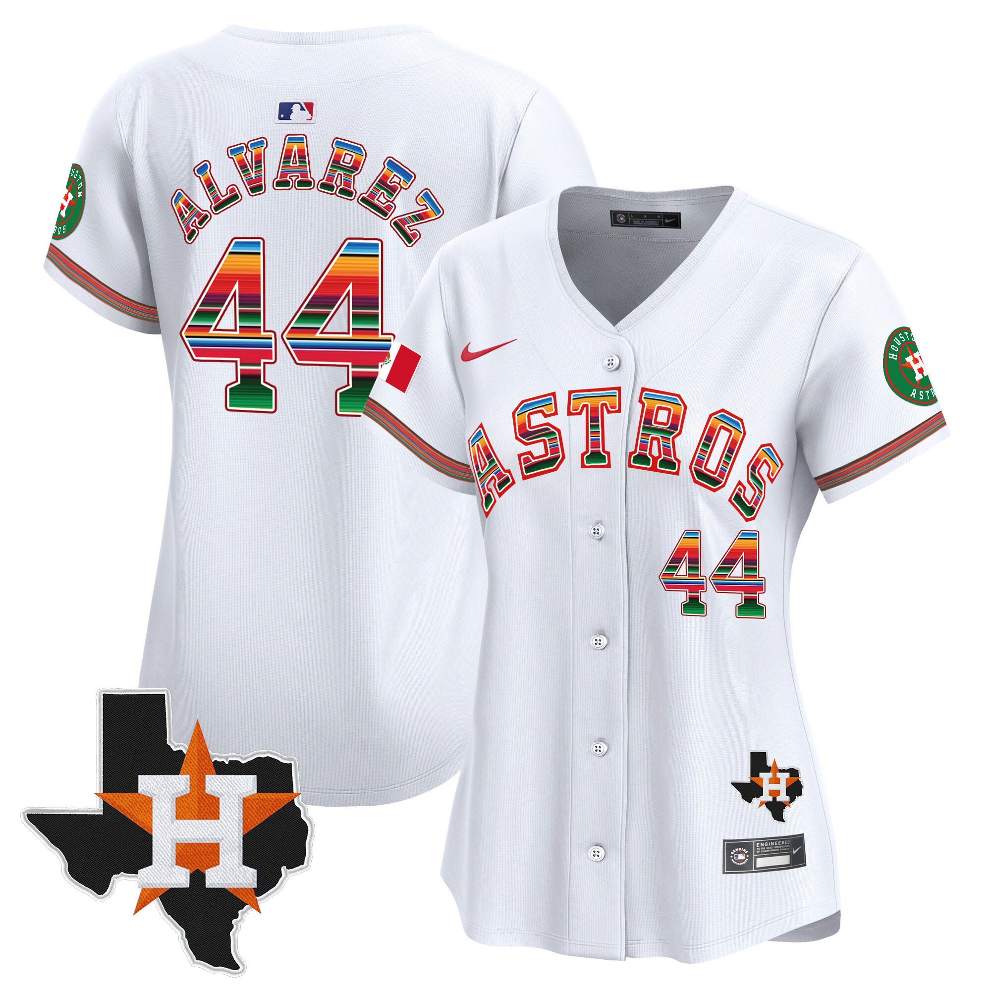 Yordan Álvarez Women's Houston Astros Mexico Texas Patch Vapor Premier Limited White Jersey - All Stitched