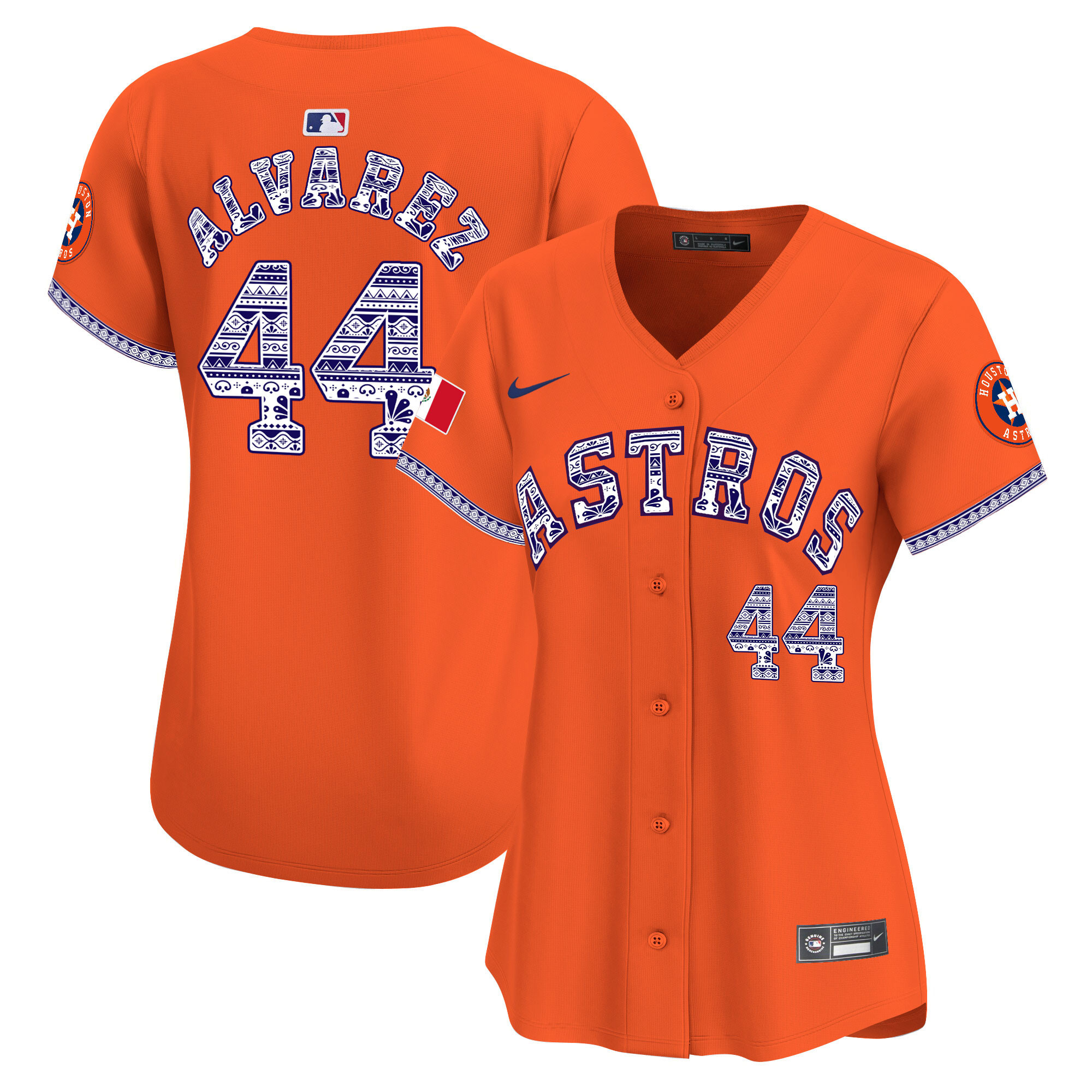 Yordan Álvarez Women's Houston Astros Mexico Vapor Premier Limited V2 Orange Jersey - All Stitched