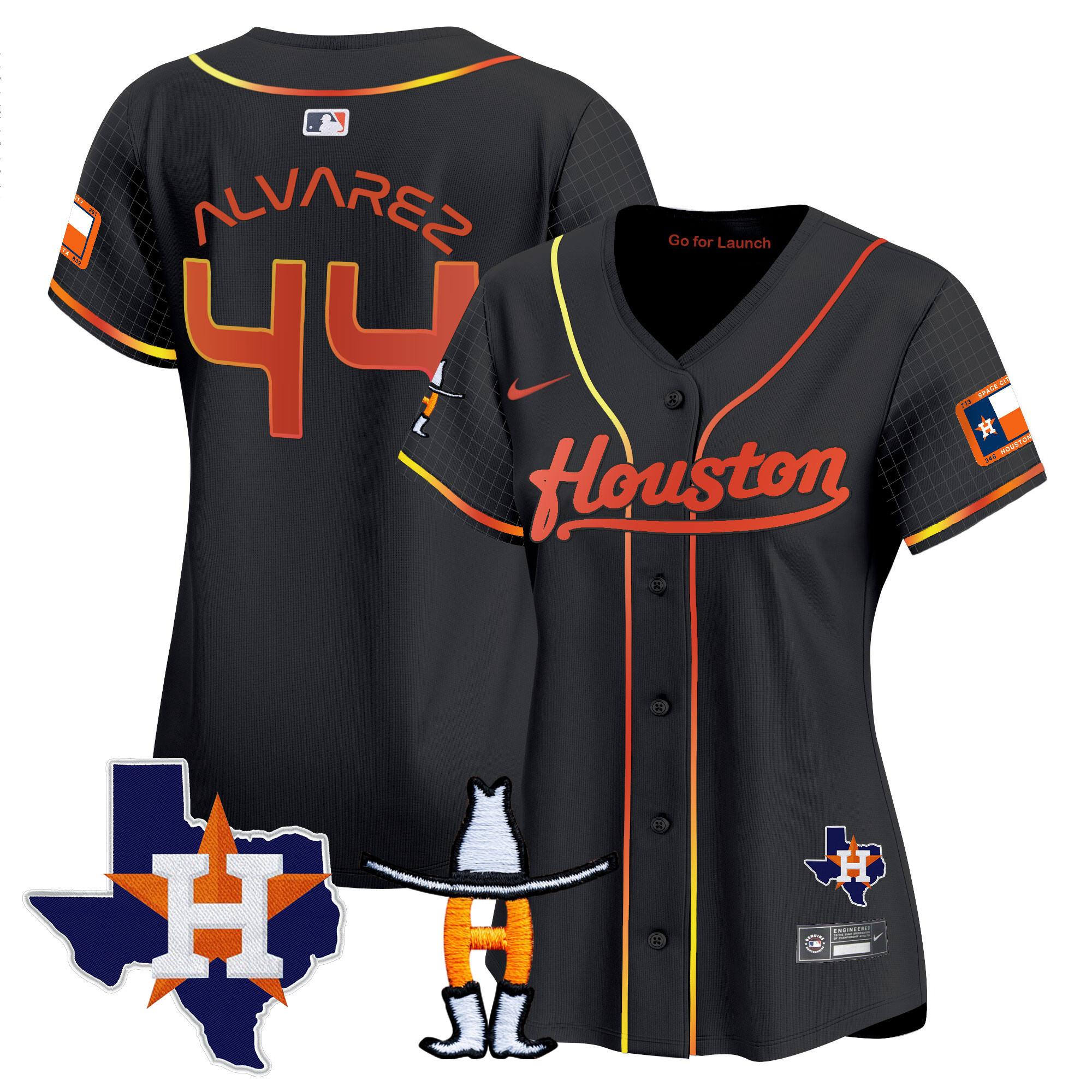 Yordan Álvarez Women's Houston Astros Space City Houston Rodeo Patch Vapor Premier Limited Black Jersey - All Stitched