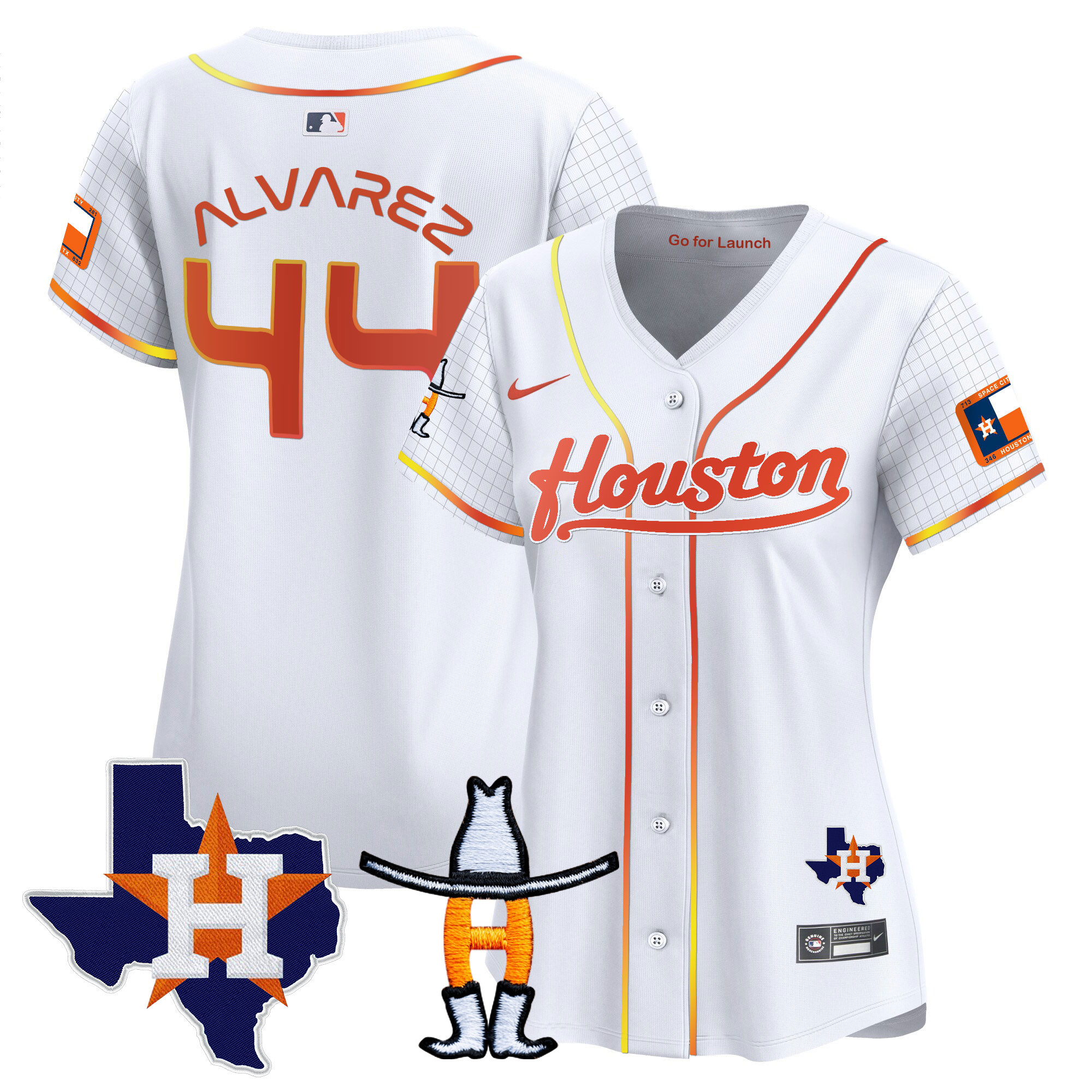 Yordan Álvarez Women's Houston Astros Space City Houston Rodeo Patch Vapor Premier Limited White Jersey - All Stitched