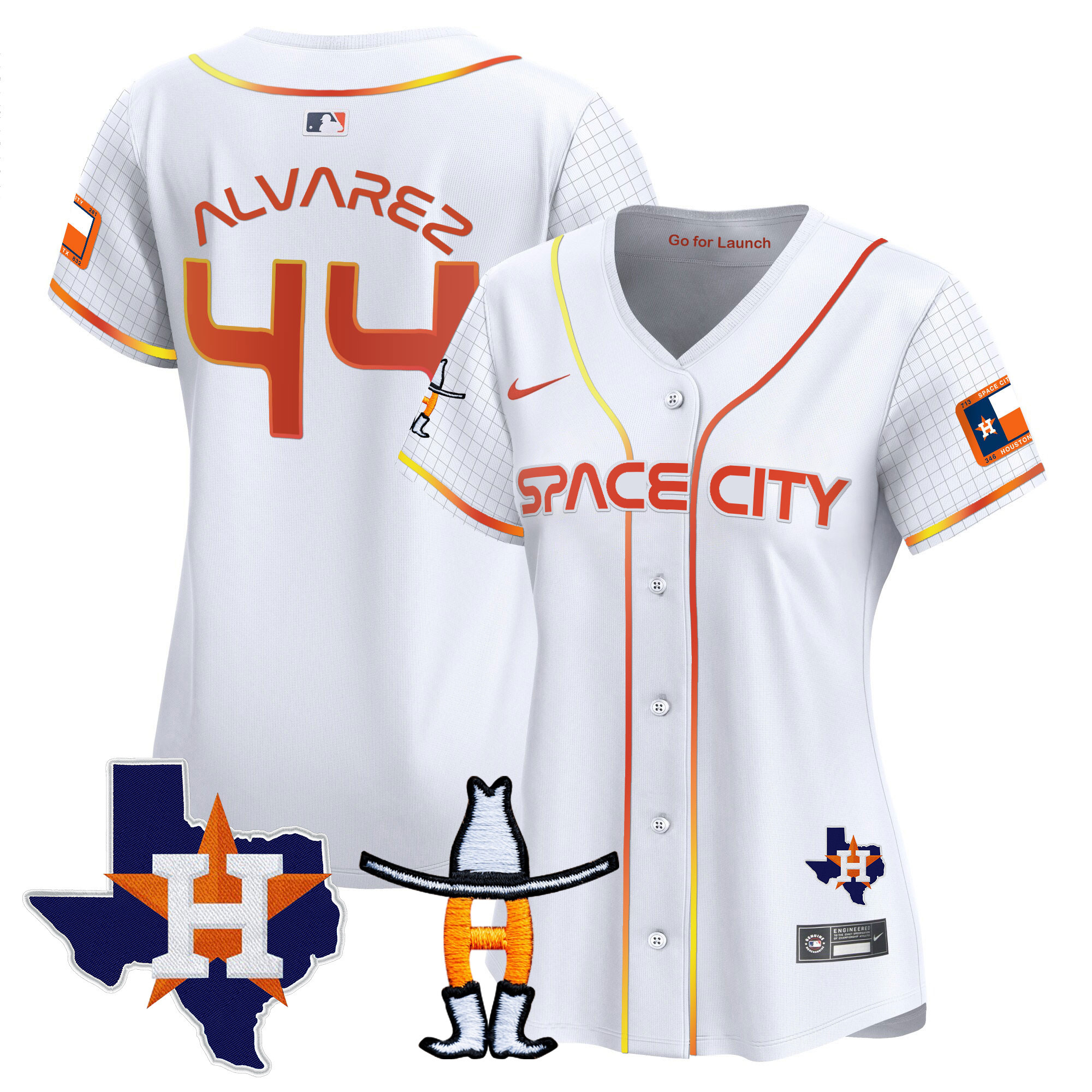 Yordan Álvarez Women's Houston Astros Space City Texas Patch Vapor Premier Limited White Jersey - All Stitched