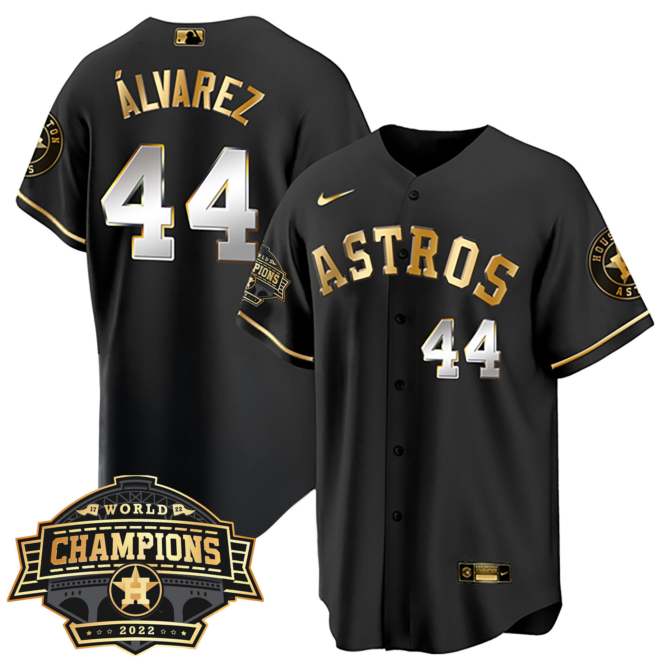 Yordan Álvarez Youth's Houston Astros World Series Champions Patch Limited Cool Black Jersey