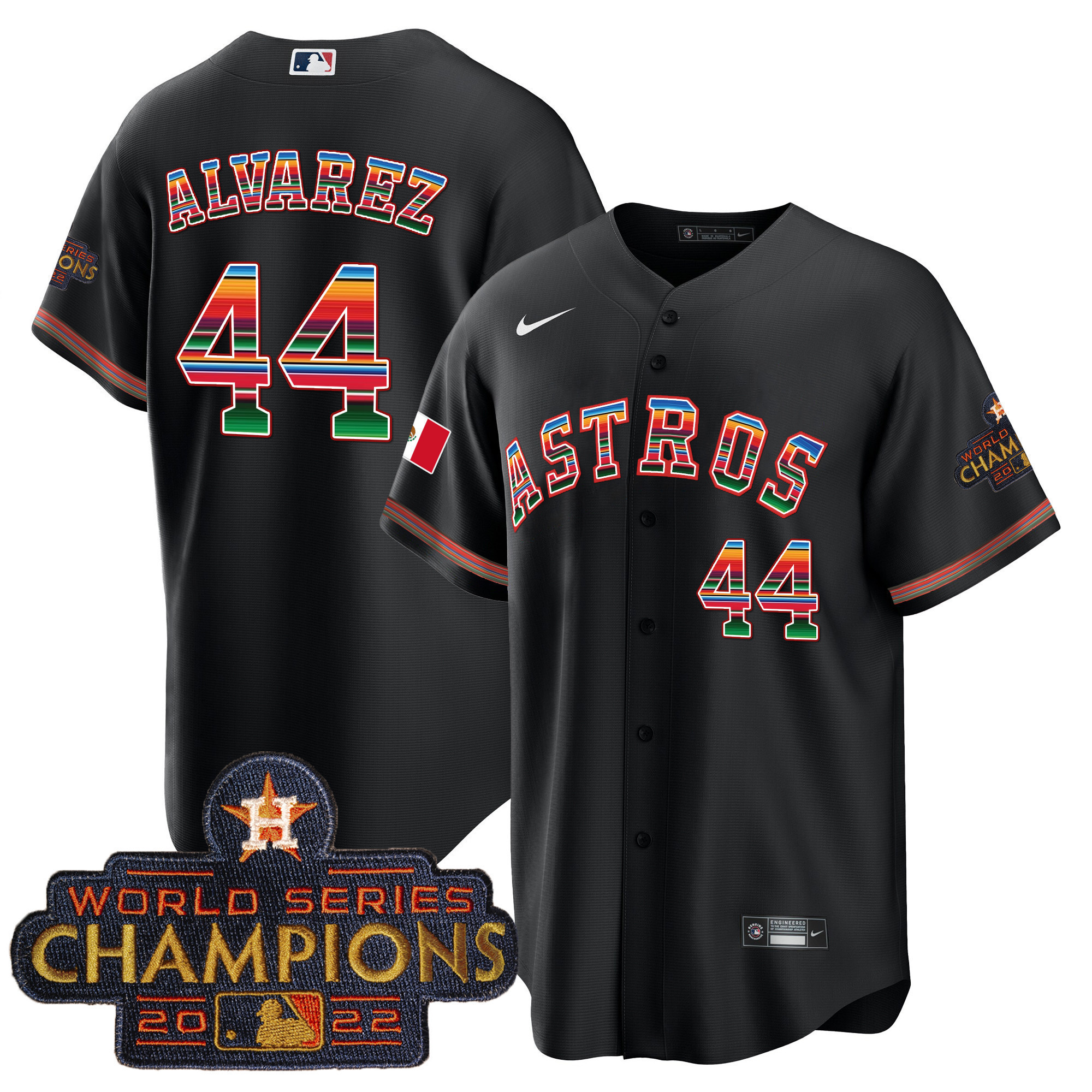 Yordan Álvarez Youth's Houston Astros Mexico Cool Base Limited Black Jersey - All Stitched