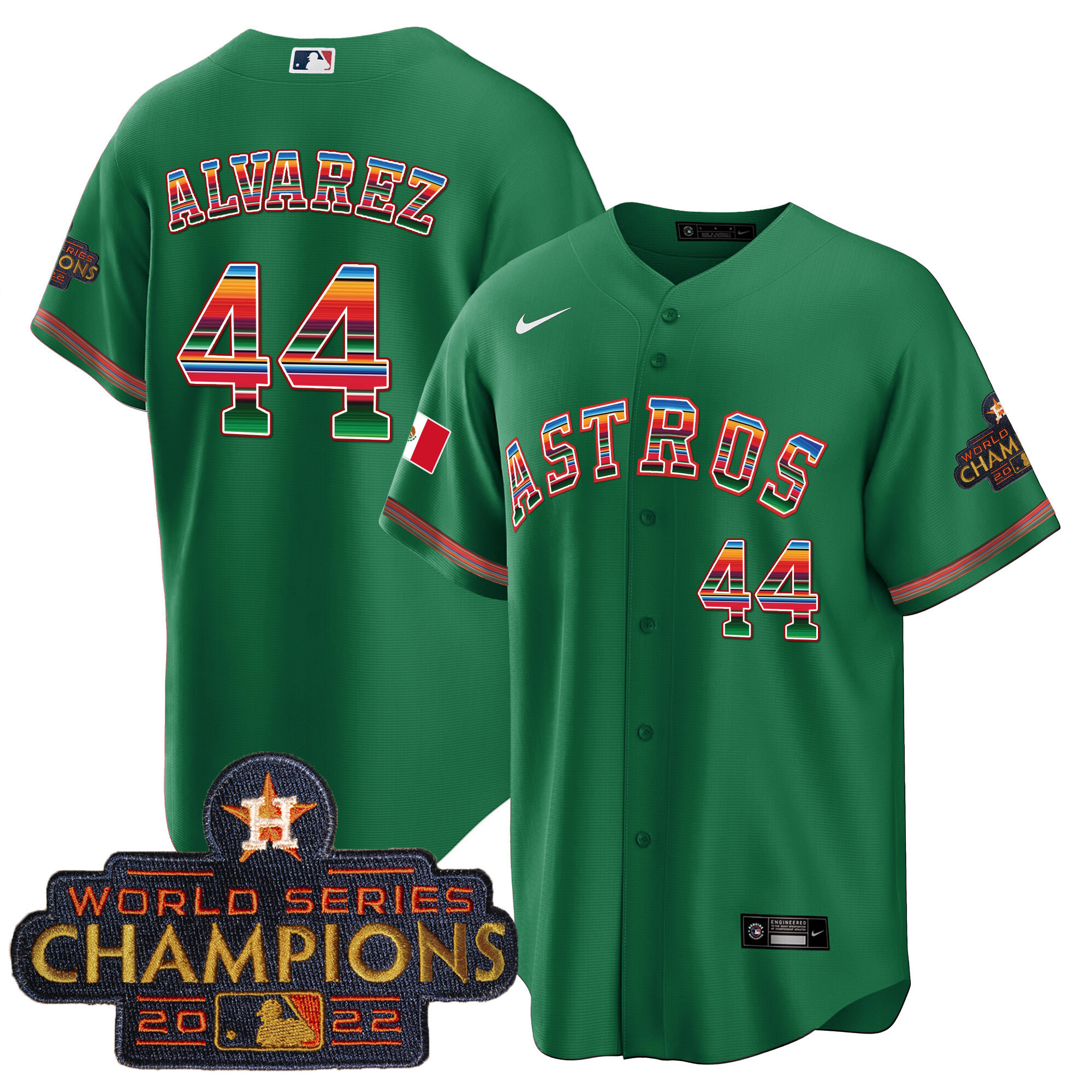 Yordan Álvarez Youth's Houston Astros Mexico Cool Base Limited Green Jersey - All Stitched