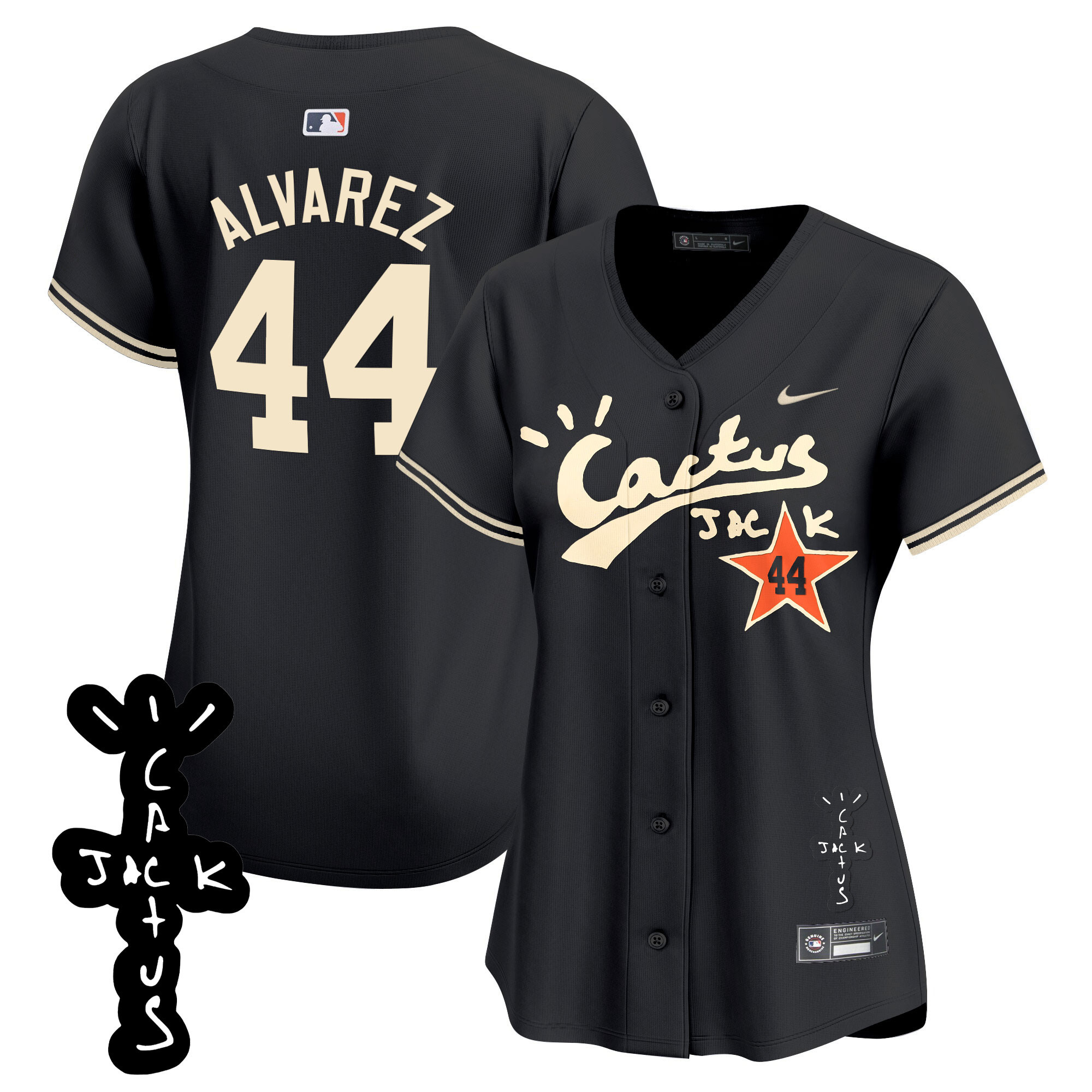 Yordan Álvarezv Women's Houston Astros Cactus Jack Patch Vapor Premier Limited V2 Black Jersey - All Stitched