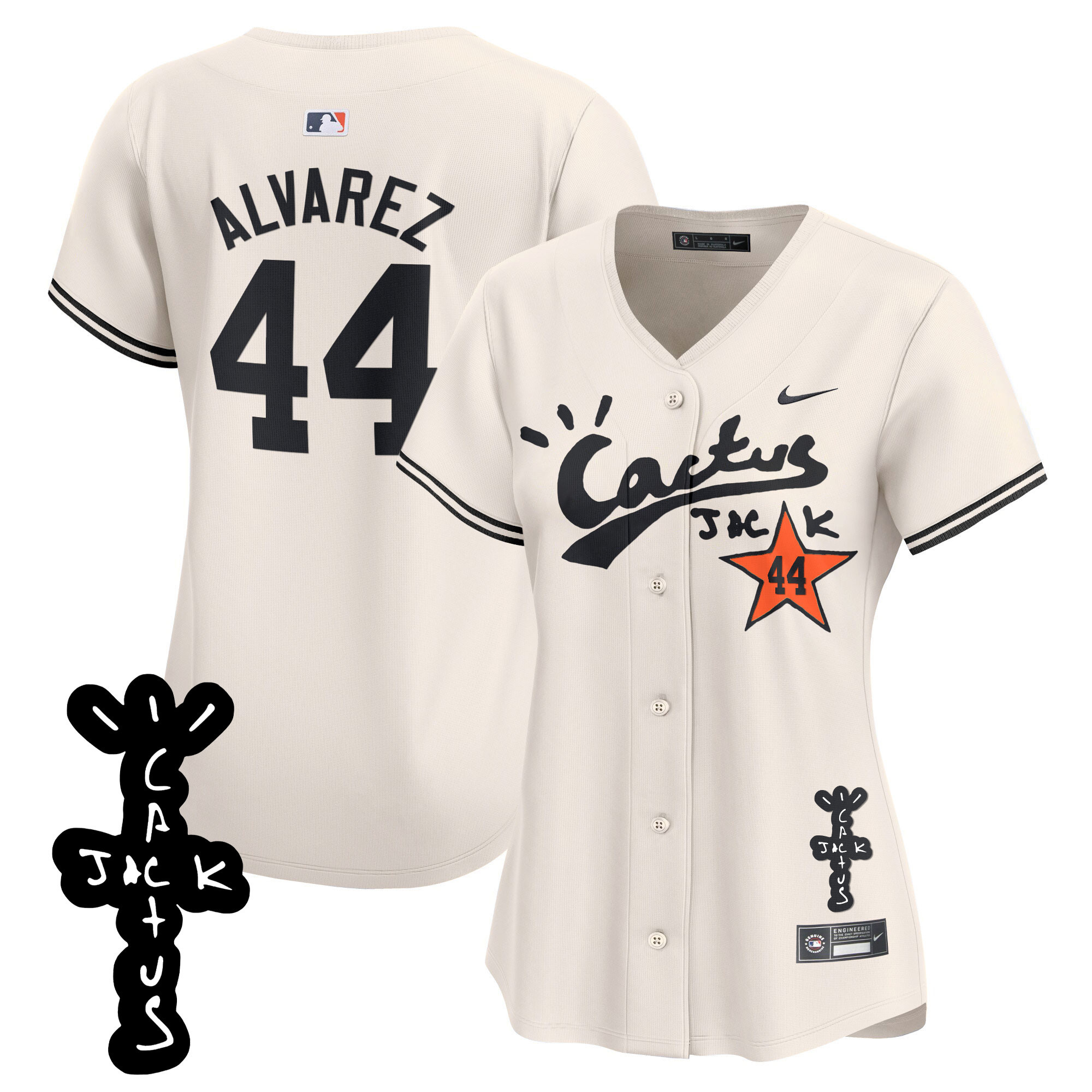 Yordan Álvarezv Women's Houston Astros Cactus Jack Patch Vapor Premier Limited V2 Cream Jersey - All Stitched