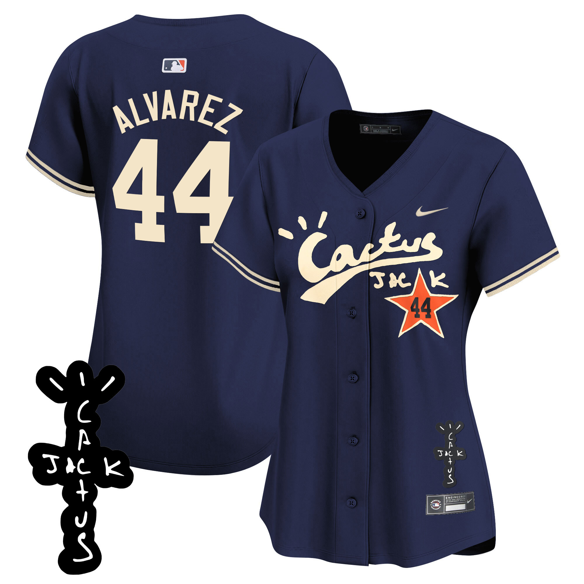 Yordan Álvarezv Women's Houston Astros Cactus Jack Patch Vapor Premier Limited V2 Navy Jersey - All Stitched