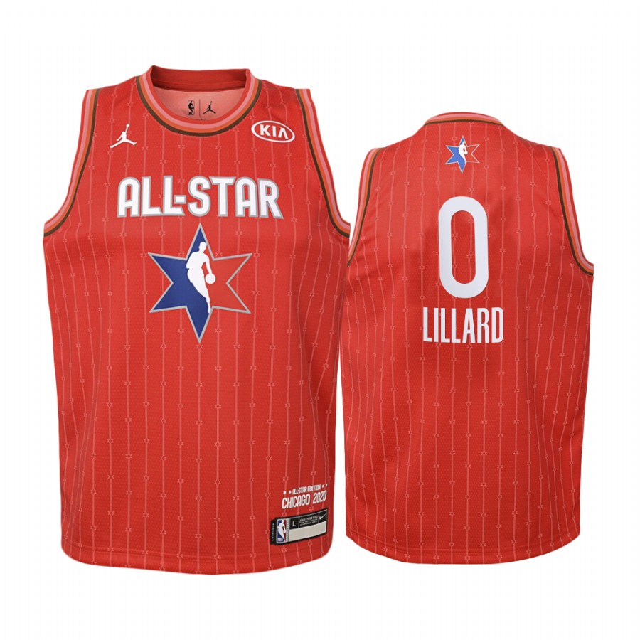 Youth #0 Damian Lillard All-Star Game Portland Trail Blazers Jersey - Red