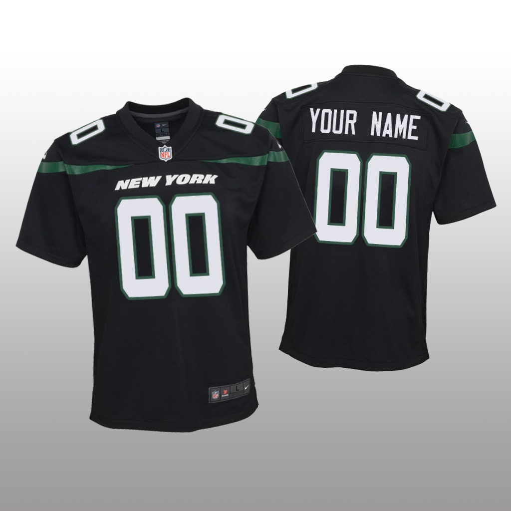 Youth Custom New York Jets Black Game Jersey