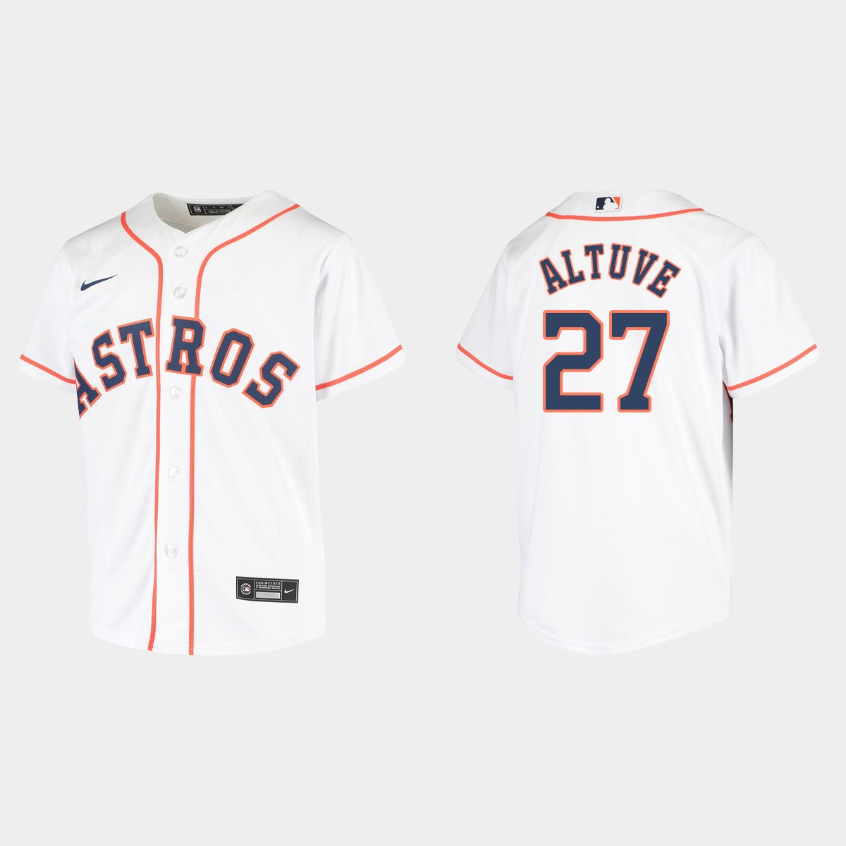 Youth #27 Jose Altuve Houston Astros White Home Jersey