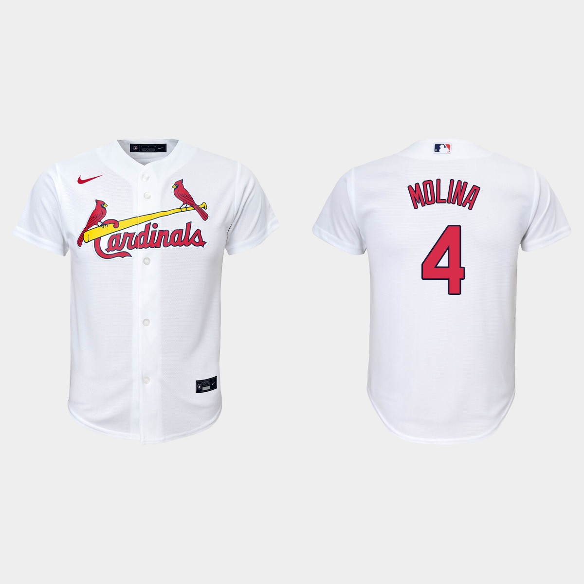 Youth #4 Yadier Molina St. Louis Cardinals White Home Jersey