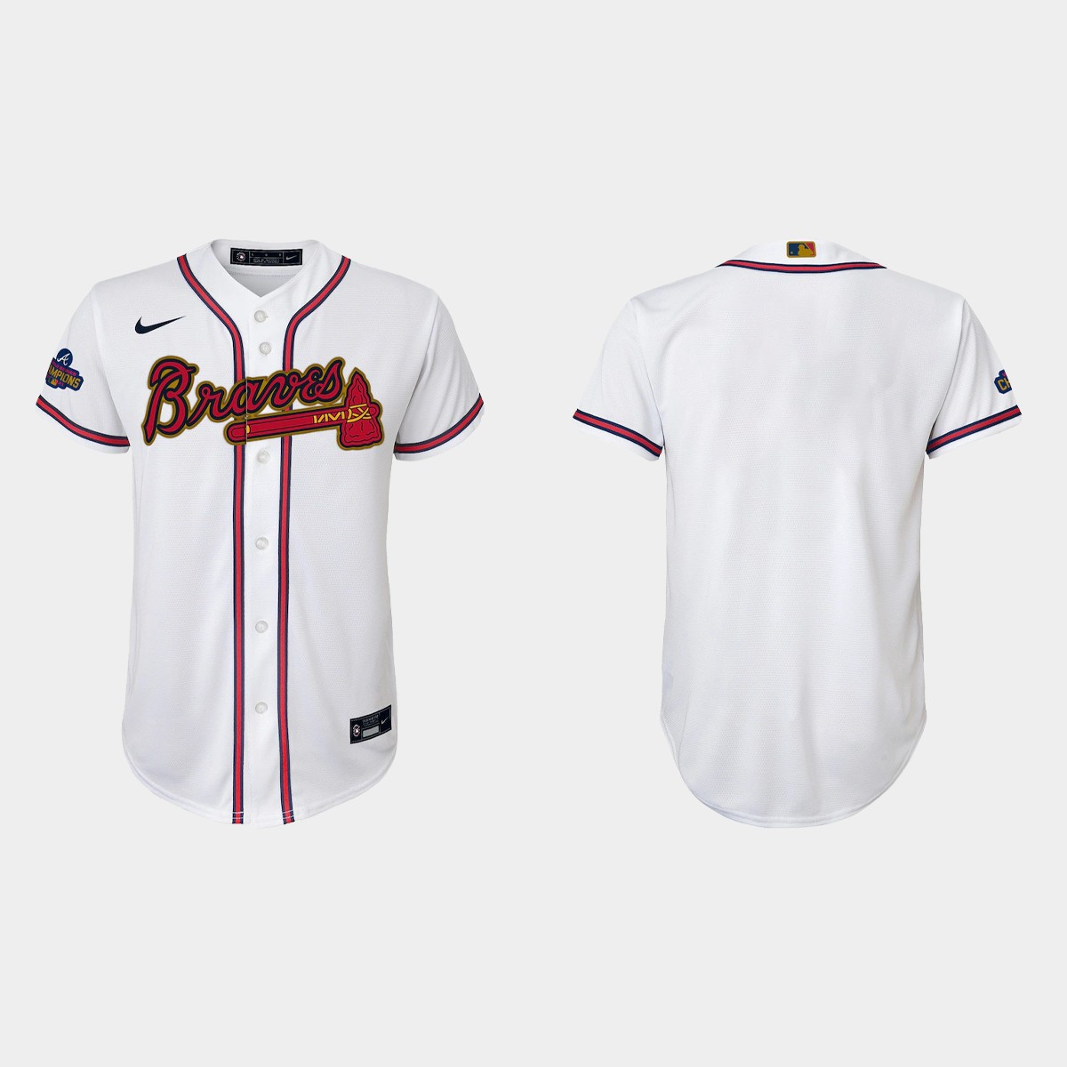 Youth Atlanta Braves Gold Program White Jersey