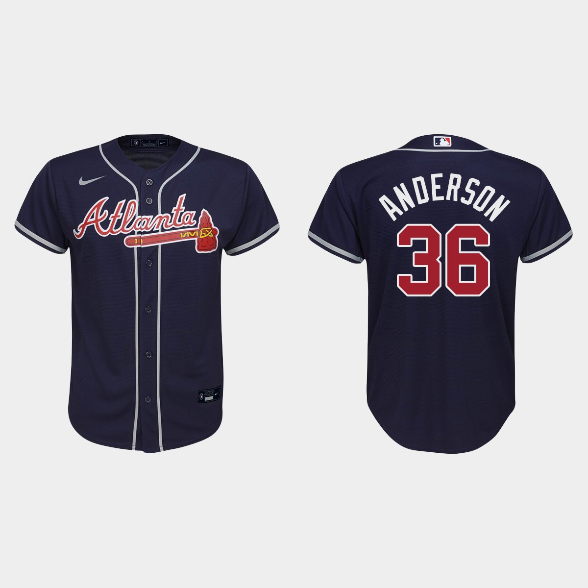 Youth Atlanta Braves #36 Ian Anderson Navy Alternate Jersey
