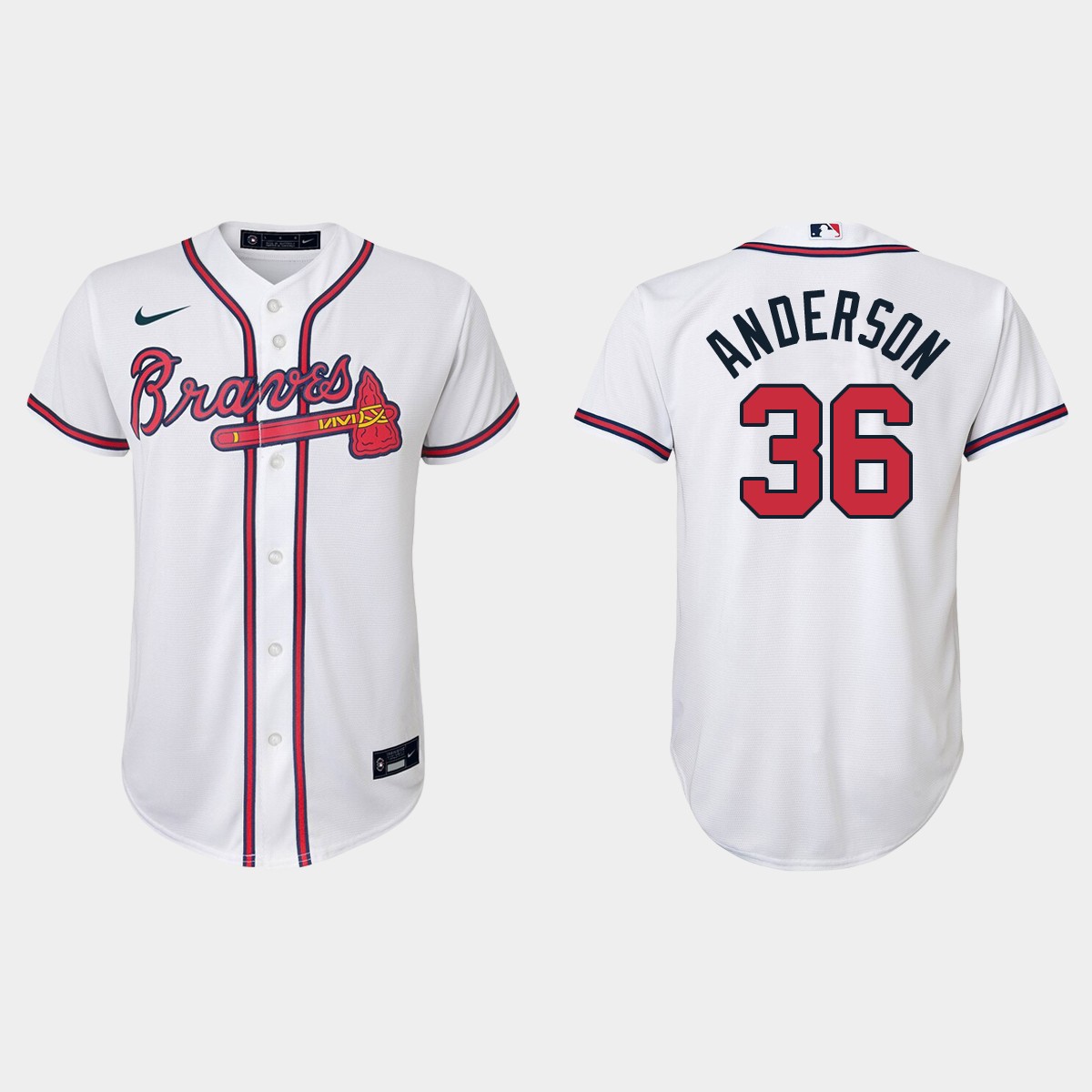 Youth Atlanta Braves #36 Ian Anderson White Home Jersey