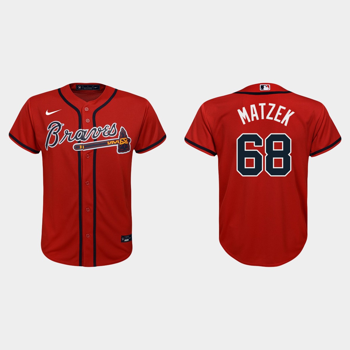 Youth Atlanta Braves #68 Tyler Matzek Red Alternate Jersey