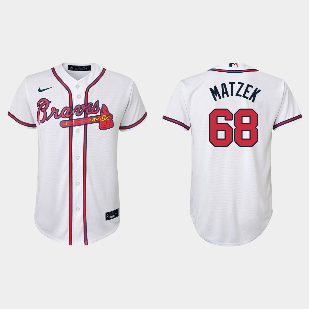 Youth Atlanta Braves #68 Tyler Matzek White Home Jersey