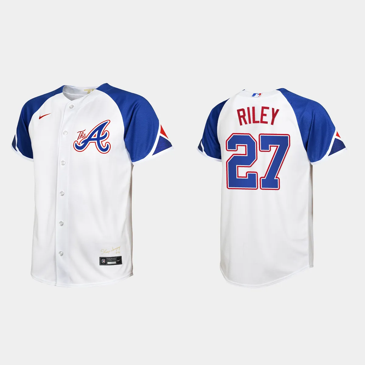 Youth Atlanta Braves Austin Riley White City Connect Jersey