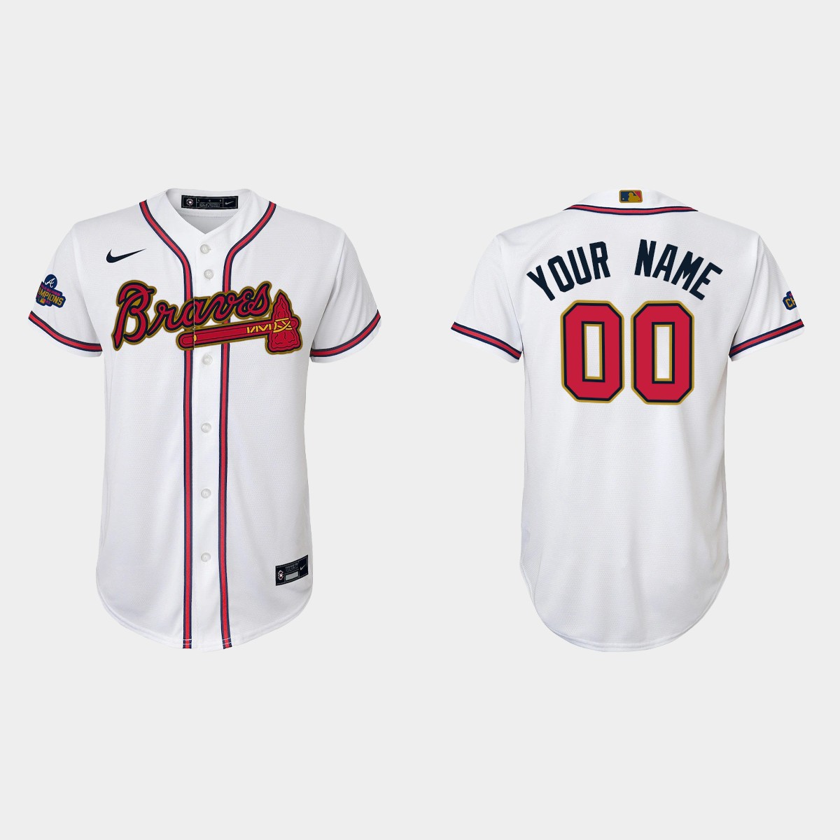 Youth Atlanta Braves Custom Gold Program White Jersey
