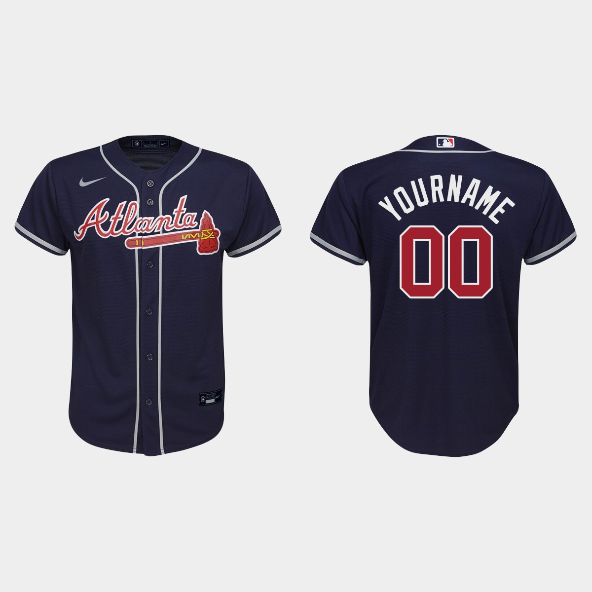 Youth Atlanta Braves Custom Navy Alternate Jersey